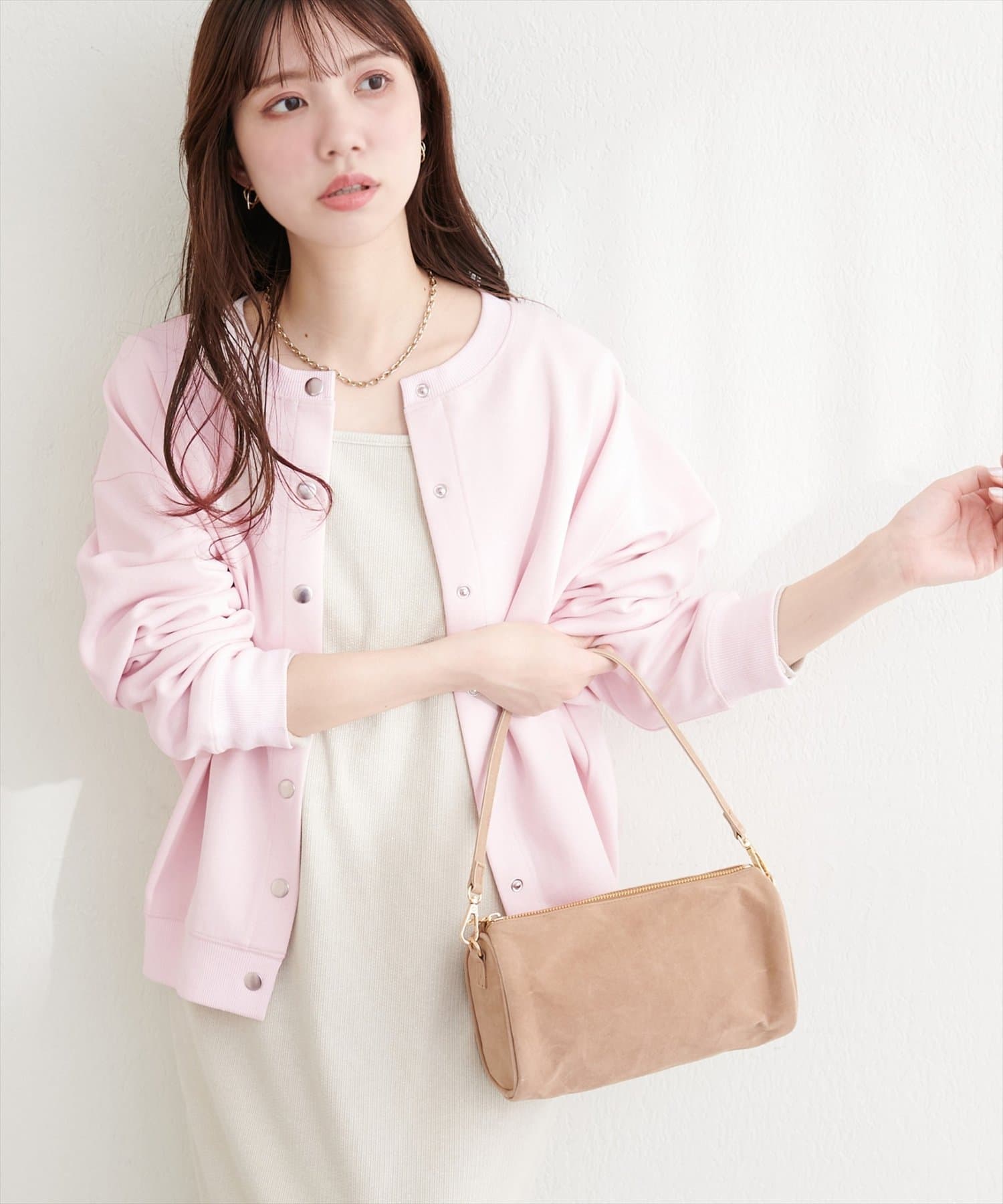 natural couture(ナチュラルクチュール) ダブルフェイスカットカーディガン