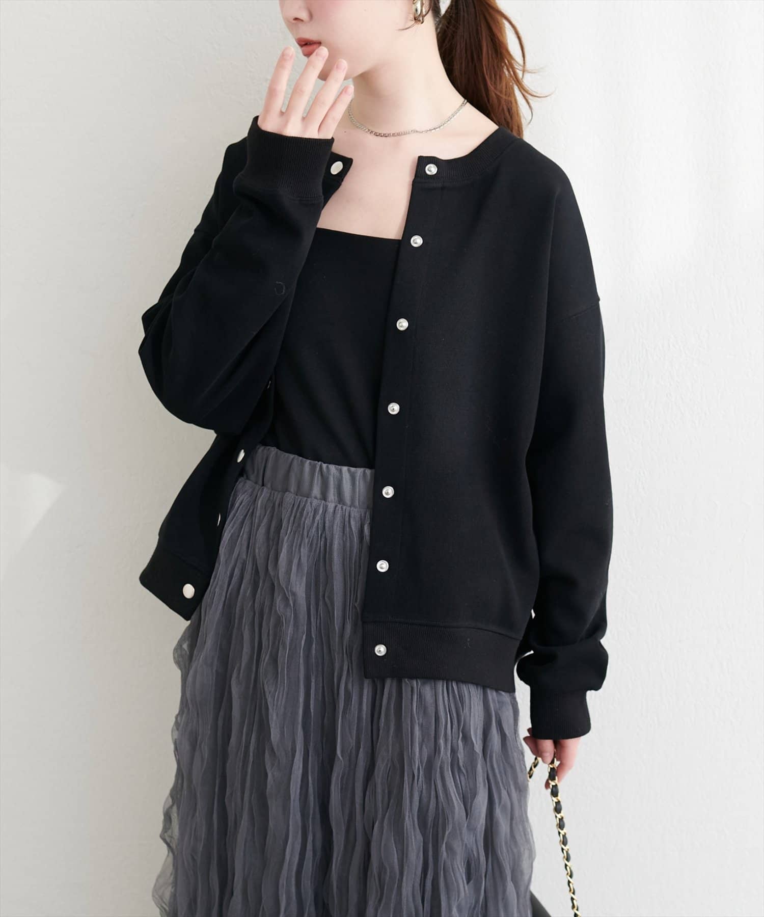 natural couture(ナチュラルクチュール) ダブルフェイスカットカーディガン