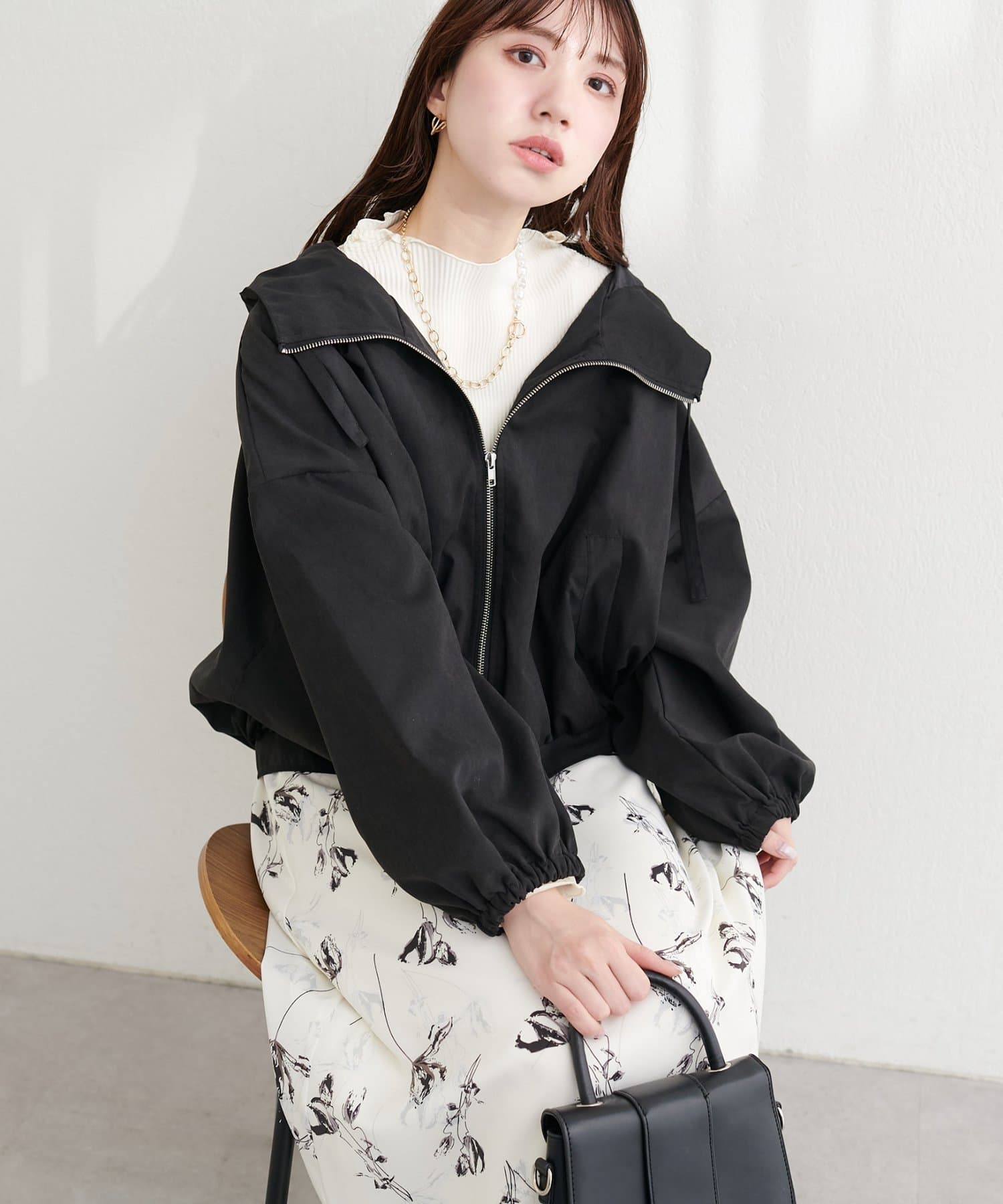 natural couture(ナチュラルクチュール) フード付きショートマンパ