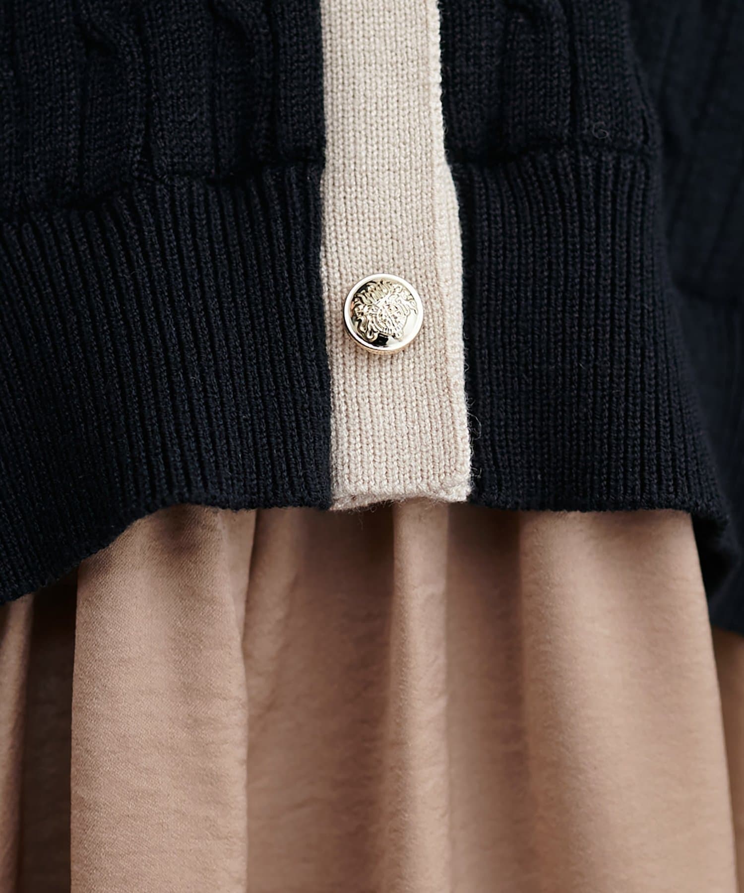 natural couture(ナチュラルクチュール) ニットドッキングサテンワンピース