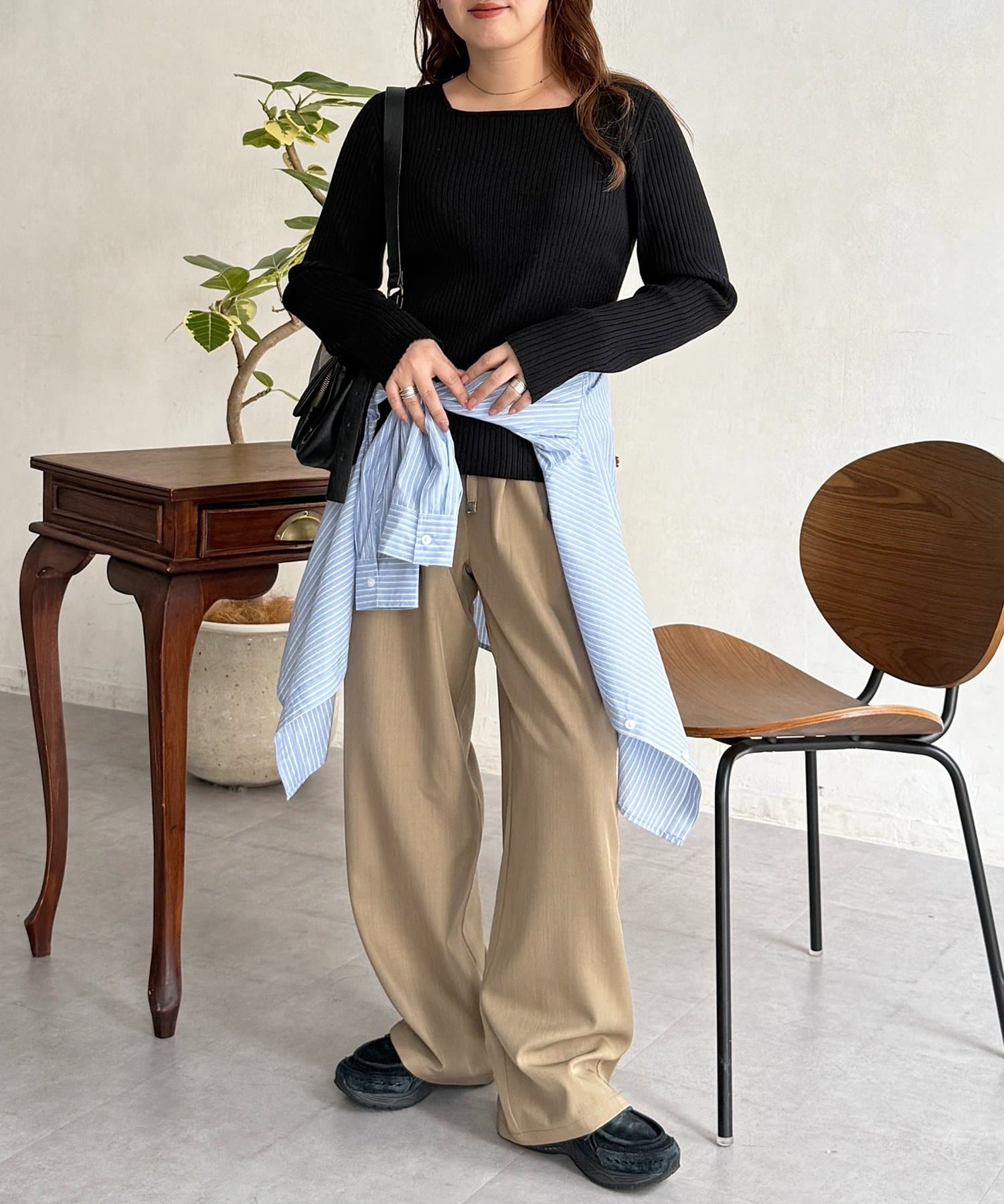 CPCM(シーピーシーエム) 【PIPI's企画】スクエアネックリブニット