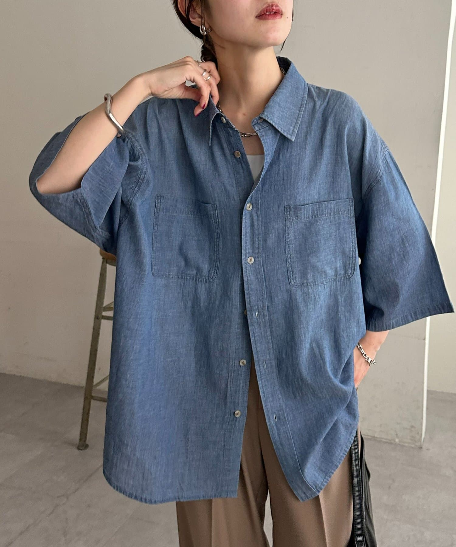 DISCOAT(ディスコート) 【Enlude】2.3OZシアシャンブレー半袖シャツ《ユニセックス》