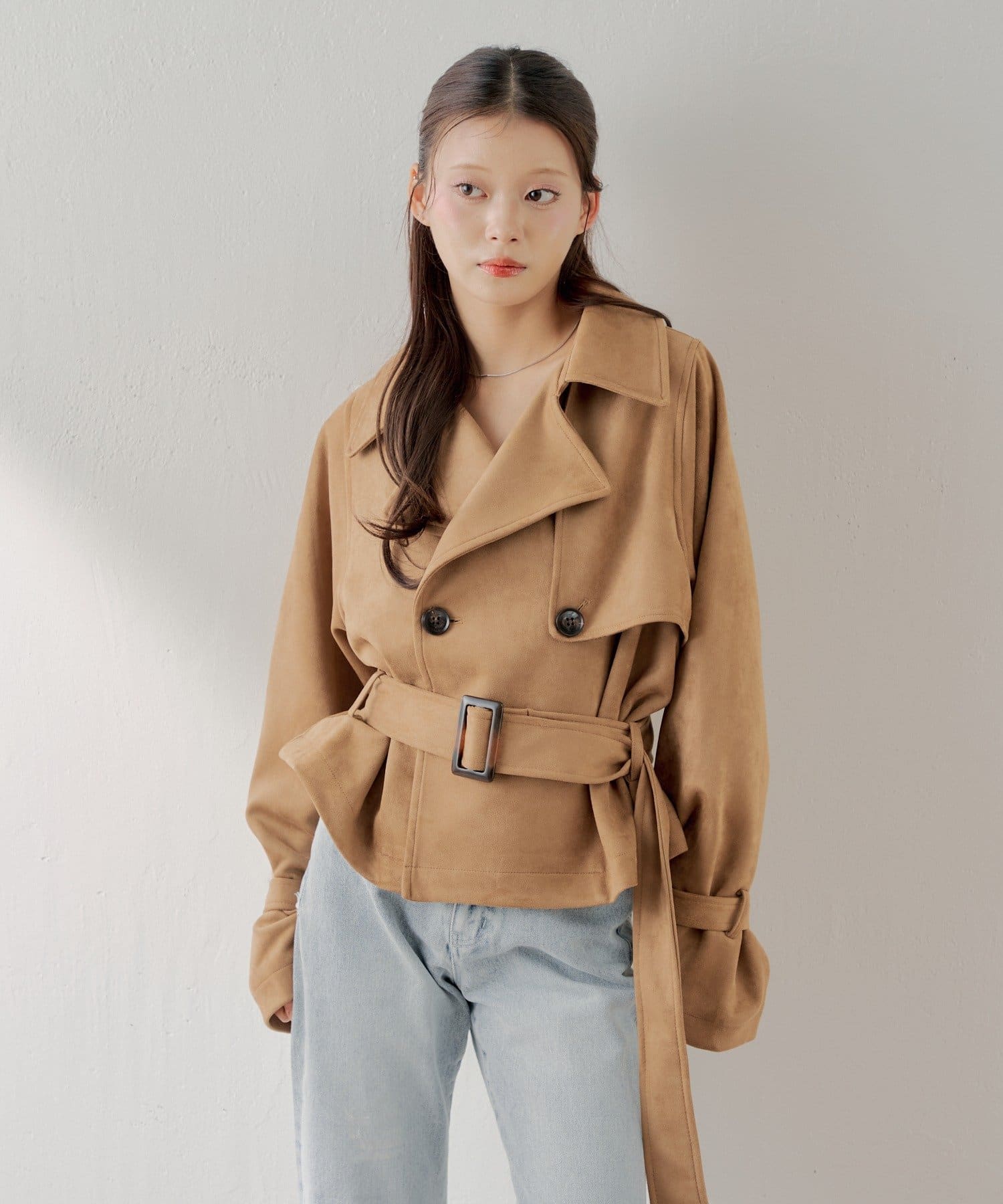 Chico(チコ) スエードショートフレアトレンチコート