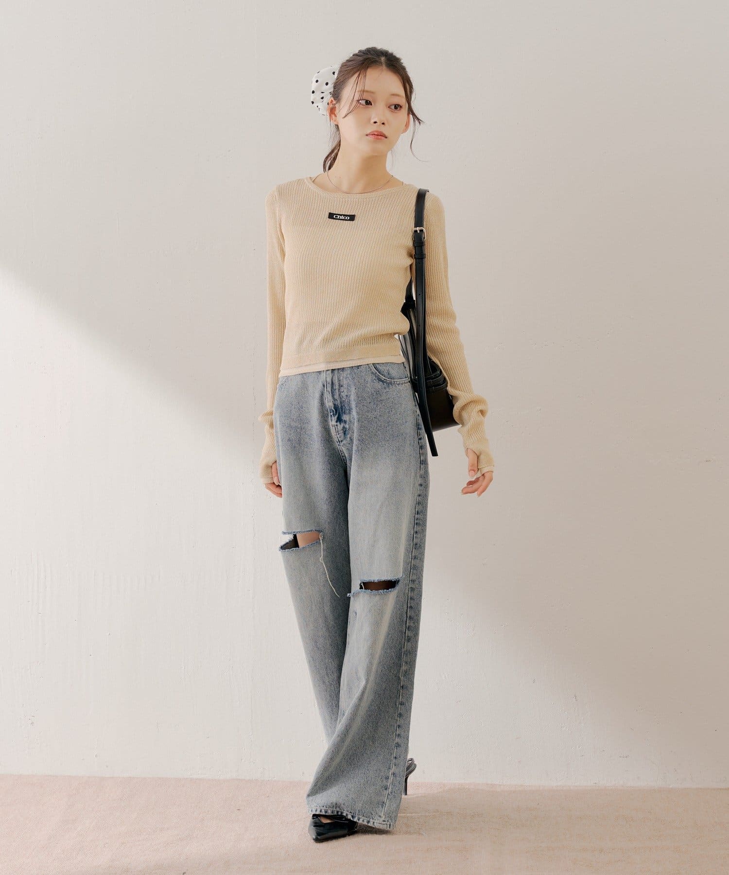 Chico(チコ) 【3/12(木) 0:00～予約開始】レイヤードシアーラメリブニット