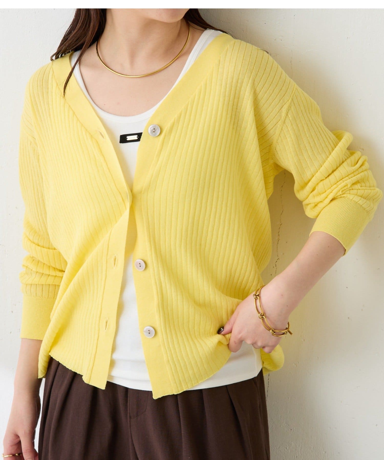 COLLAGE GALLARDAGALANTE(コラージュ ガリャルダガランテ) 【接触冷感】ドライコットンワイドリブカーディガン