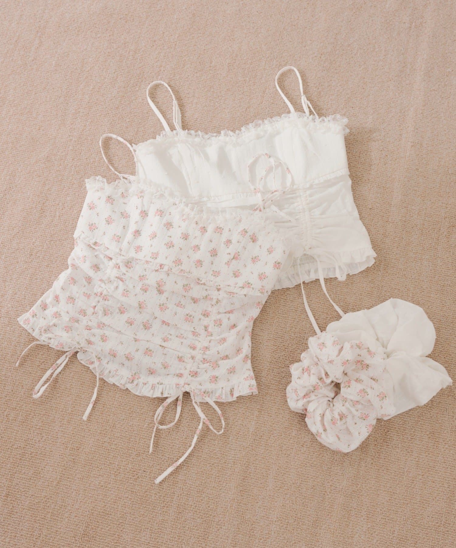 Chico(チコ) 【nago企画】ドロストノースリブラウス+シュシュセット