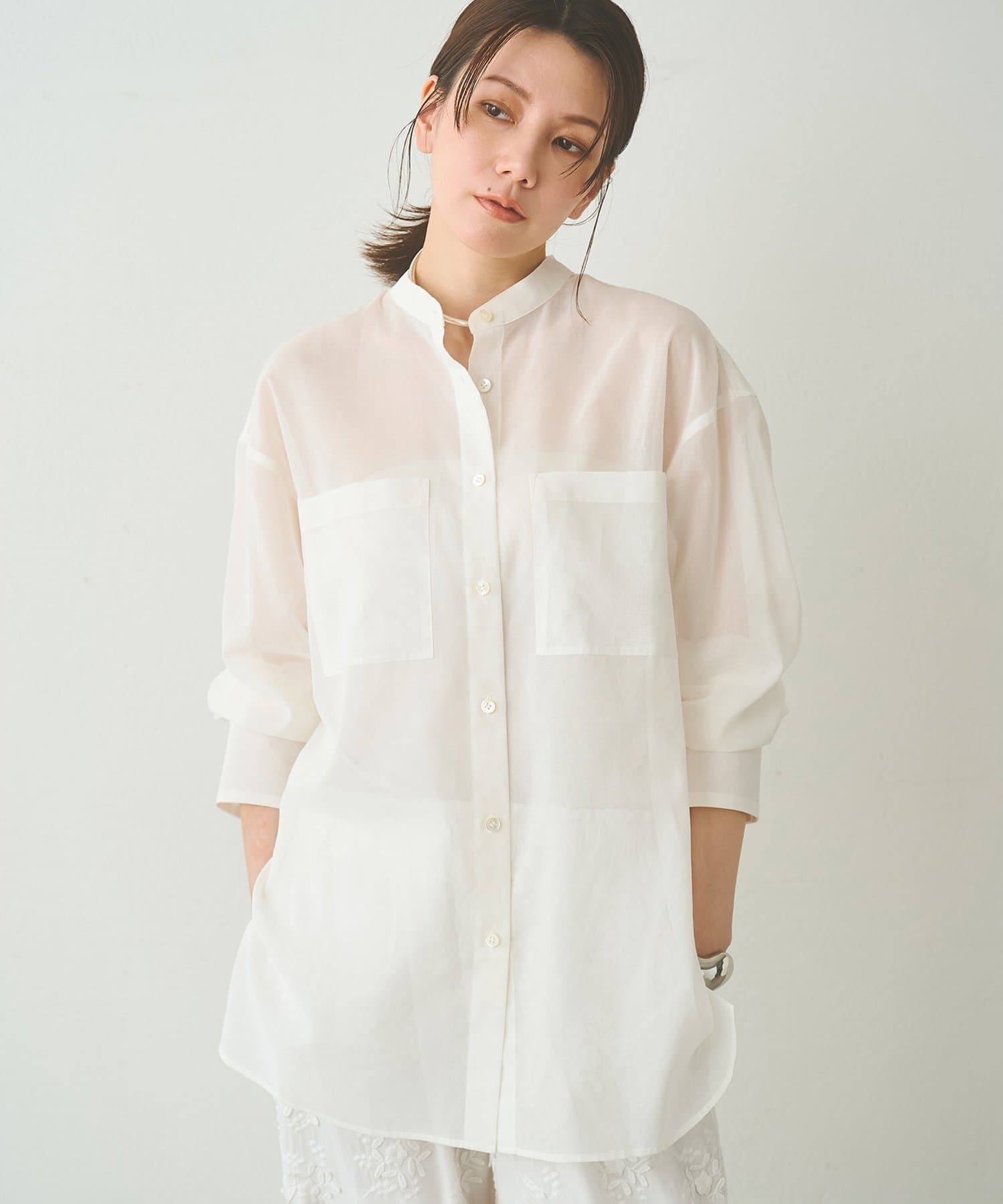 Whim Gazette(ウィム ガゼット) オーガンジーシャツ