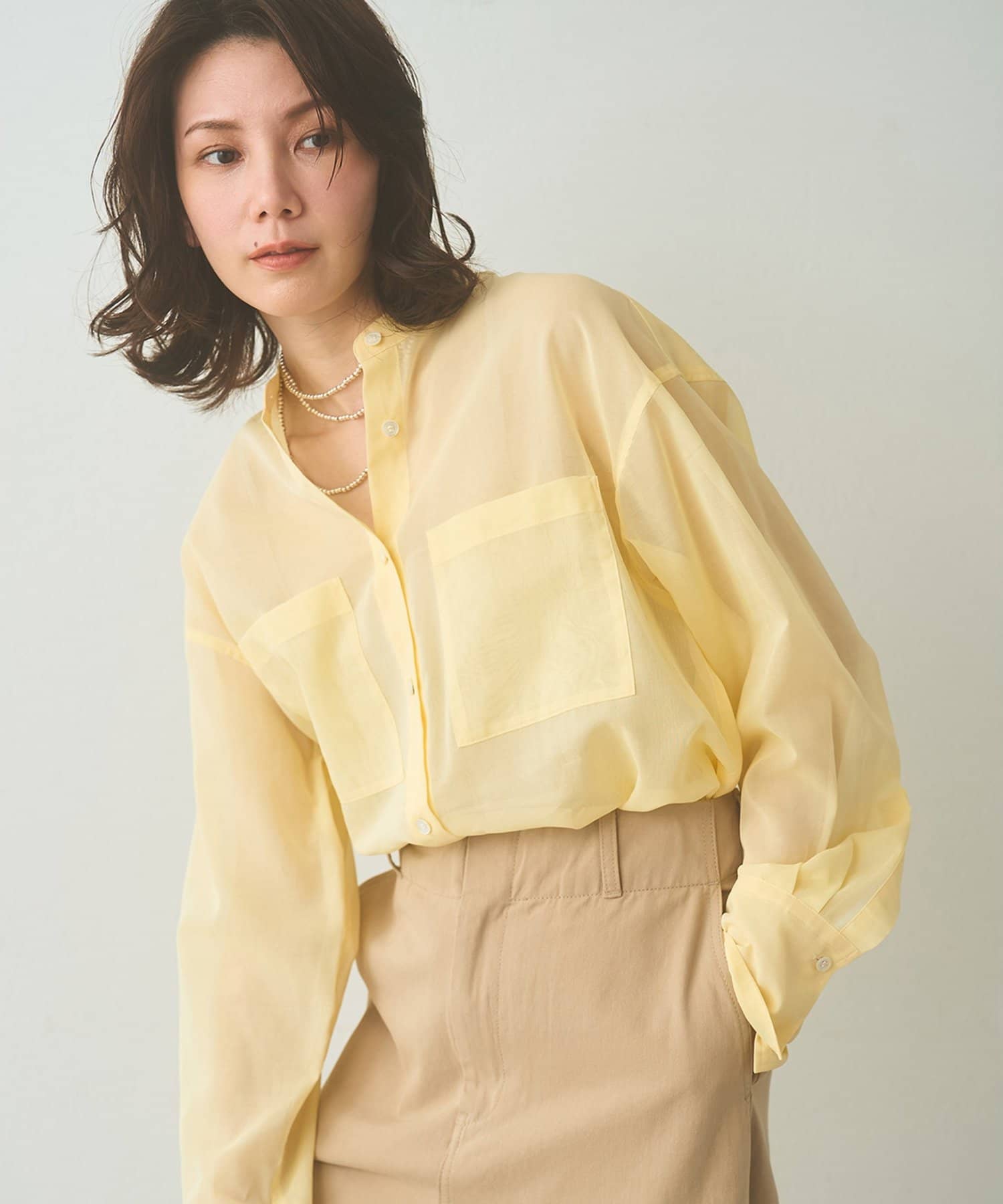 Whim Gazette(ウィム ガゼット) オーガンジーシャツ