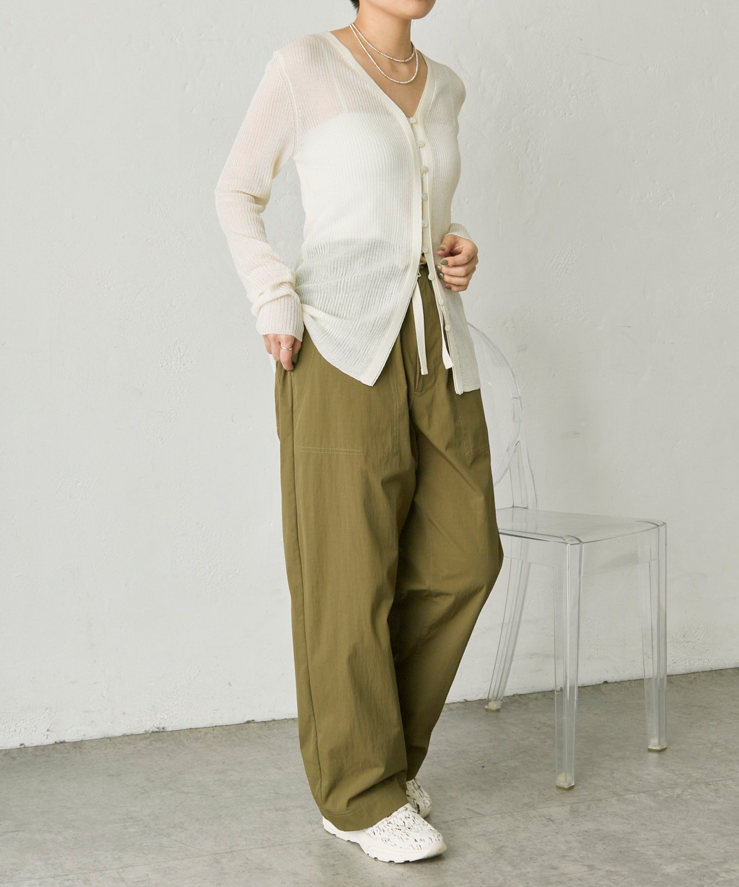 ear PAPILLONNER(イア パピヨネ) 《uchida企画》Vネックリブカーディガン【SUM1 STYLE(スミスタイル)】