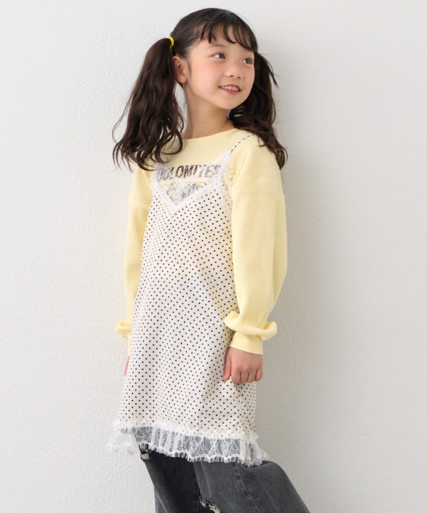 CIAOPANIC TYPY(チャオパニックティピー) 【KIDS】ランジェリーレースドットキャミチュニック《ジュニアサイズあり》