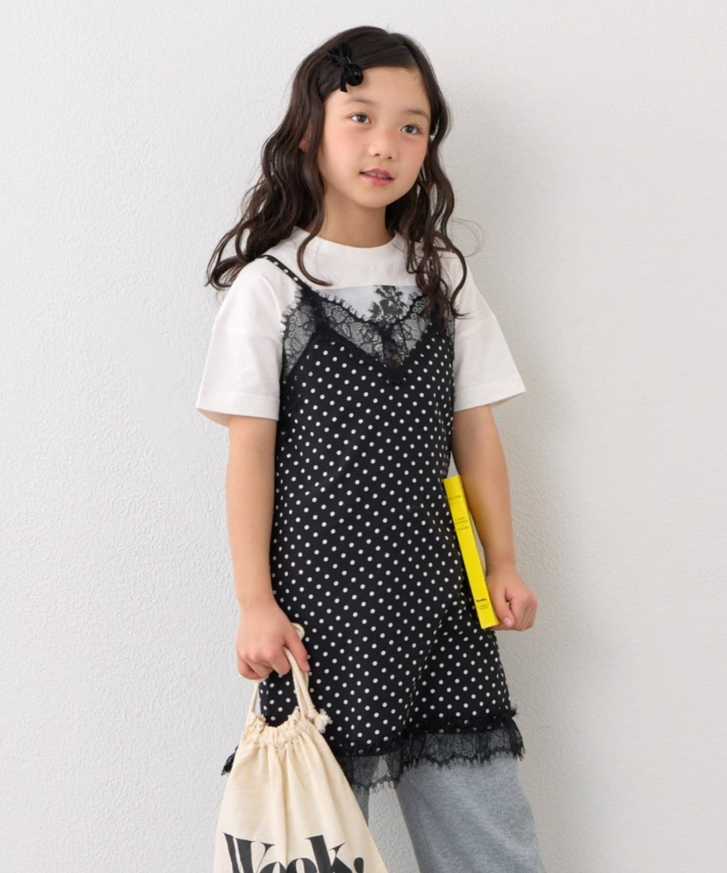 CIAOPANIC TYPY(チャオパニックティピー) 【KIDS】ランジェリーレースドットキャミチュニック《ジュニアサイズあり》