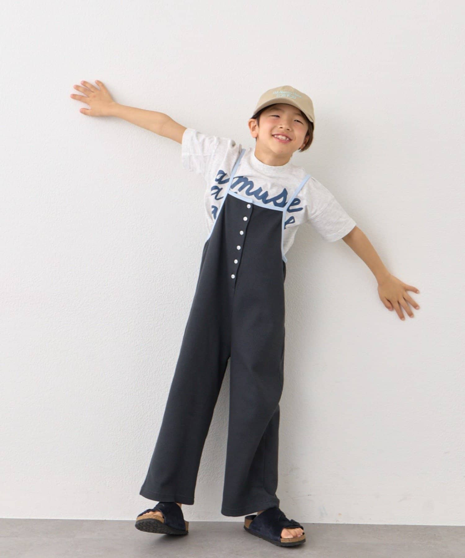 CIAOPANIC TYPY(チャオパニックティピー) 【KIDS】ふんわり快適！《ジュニアサイズあり》配色ワッフルキャミサロペット