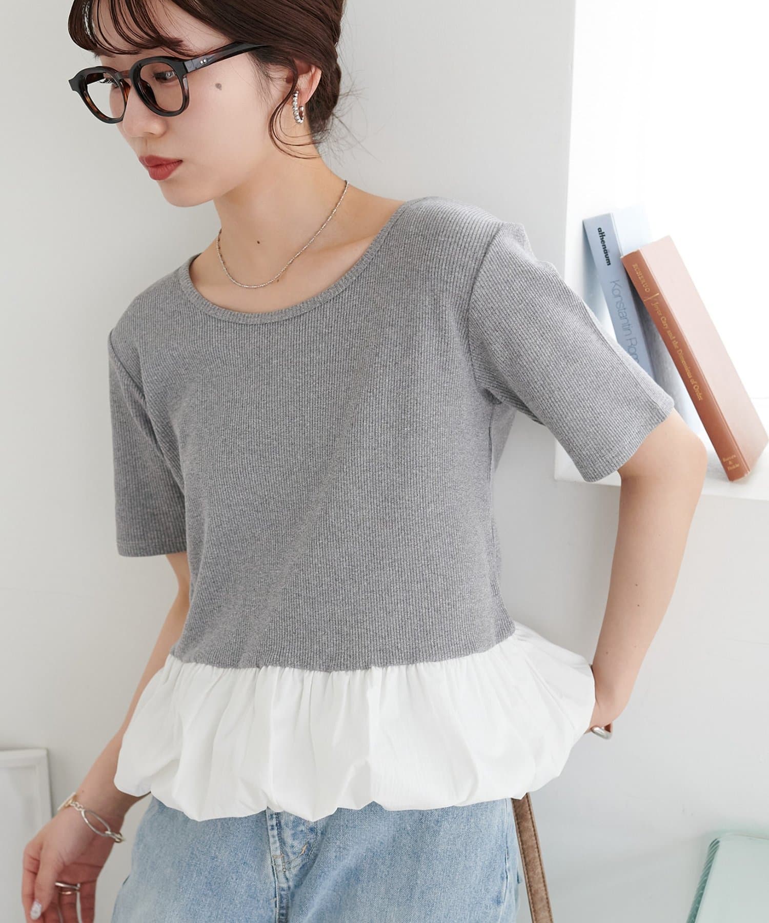 DISCOAT(ディスコート) リブ裾バルーン5袖