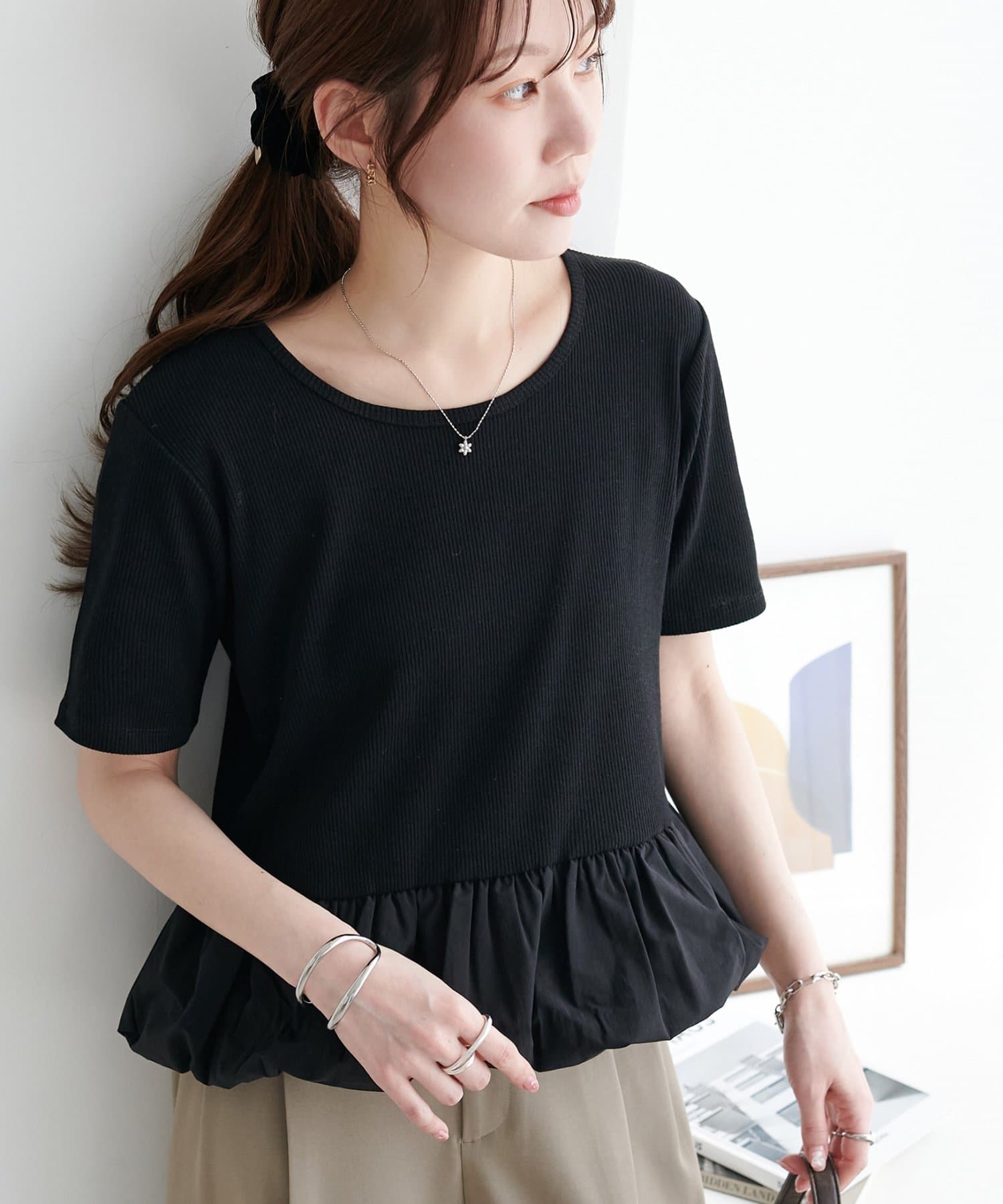 DISCOAT(ディスコート) リブ裾バルーン5袖