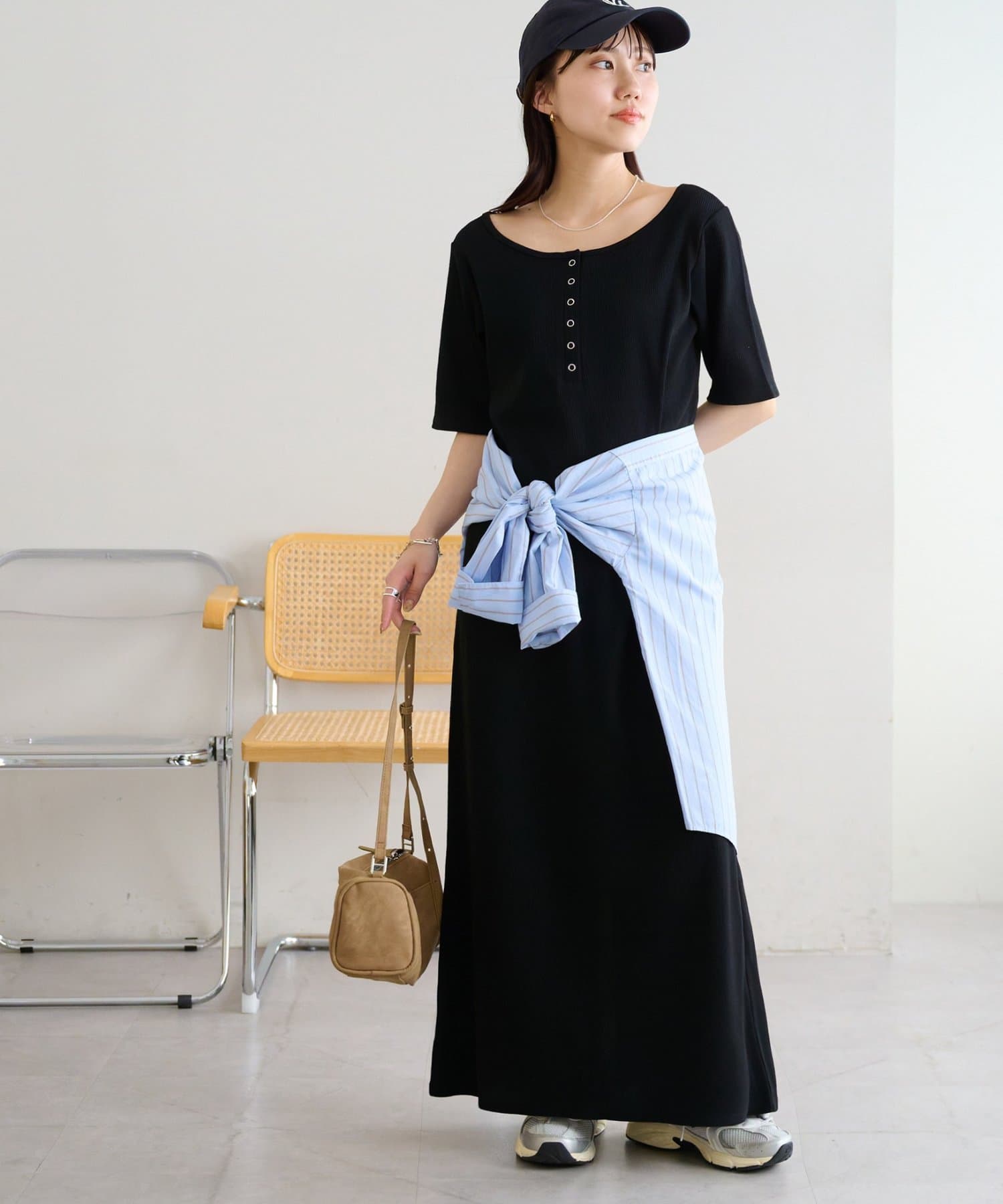 DISCOAT(ディスコート) リブリングドットヘンリーカット半袖ワンピース【WEB限定カラーあり】