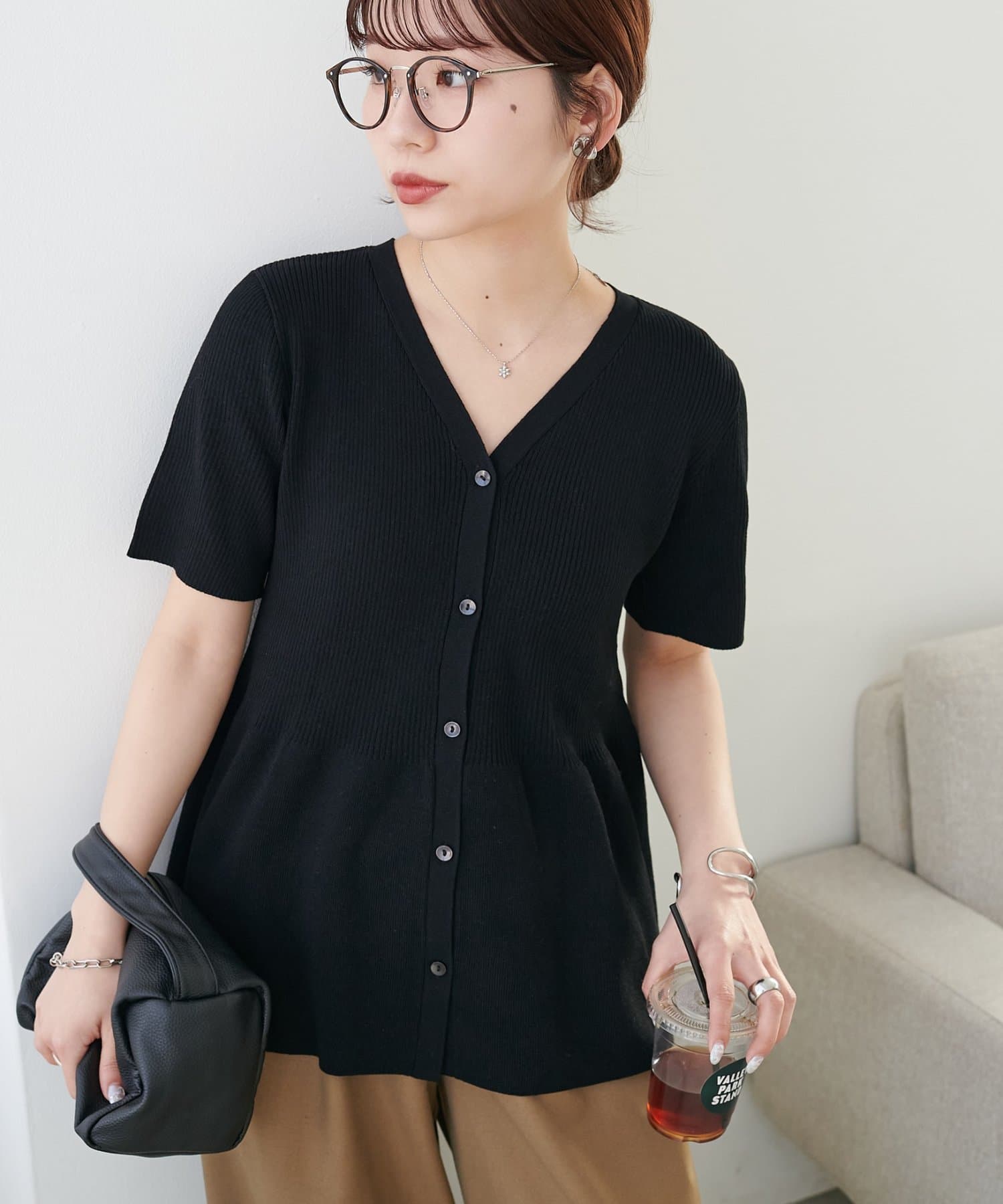 DISCOAT(ディスコート) 前開きペプラム5袖