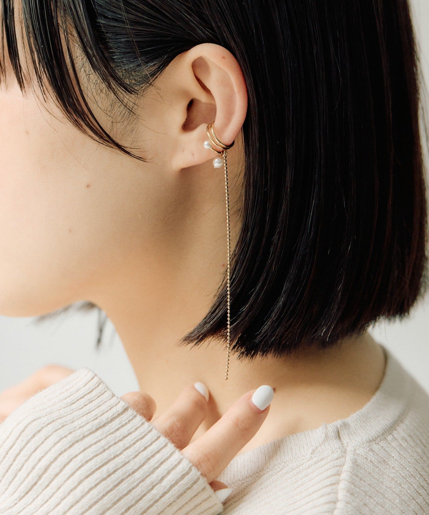 ear PAPILLONNER(イア パピヨネ) ボールチェーンパールイヤーカフ