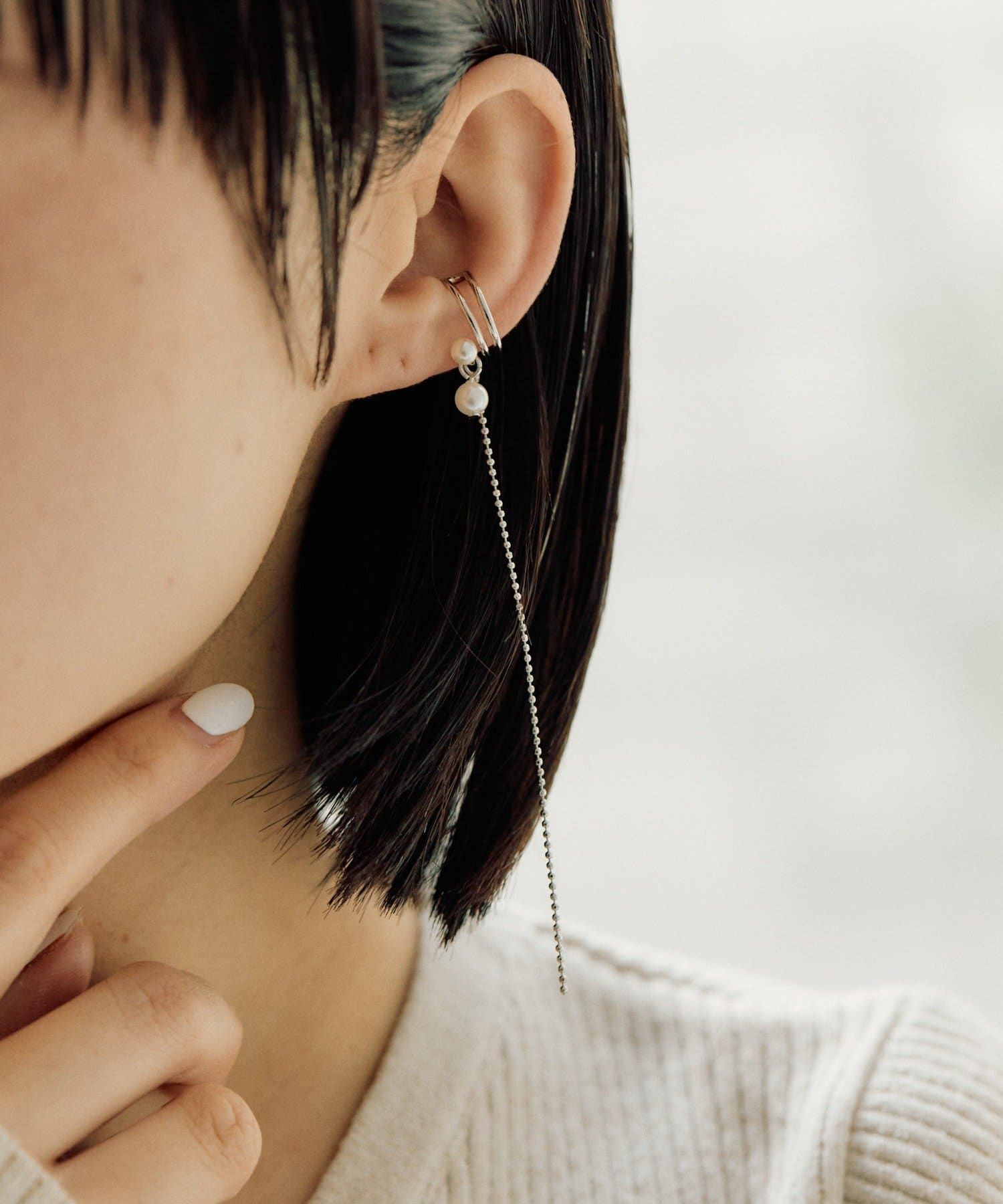 ear PAPILLONNER(イア パピヨネ) ボールチェーンパールイヤーカフ