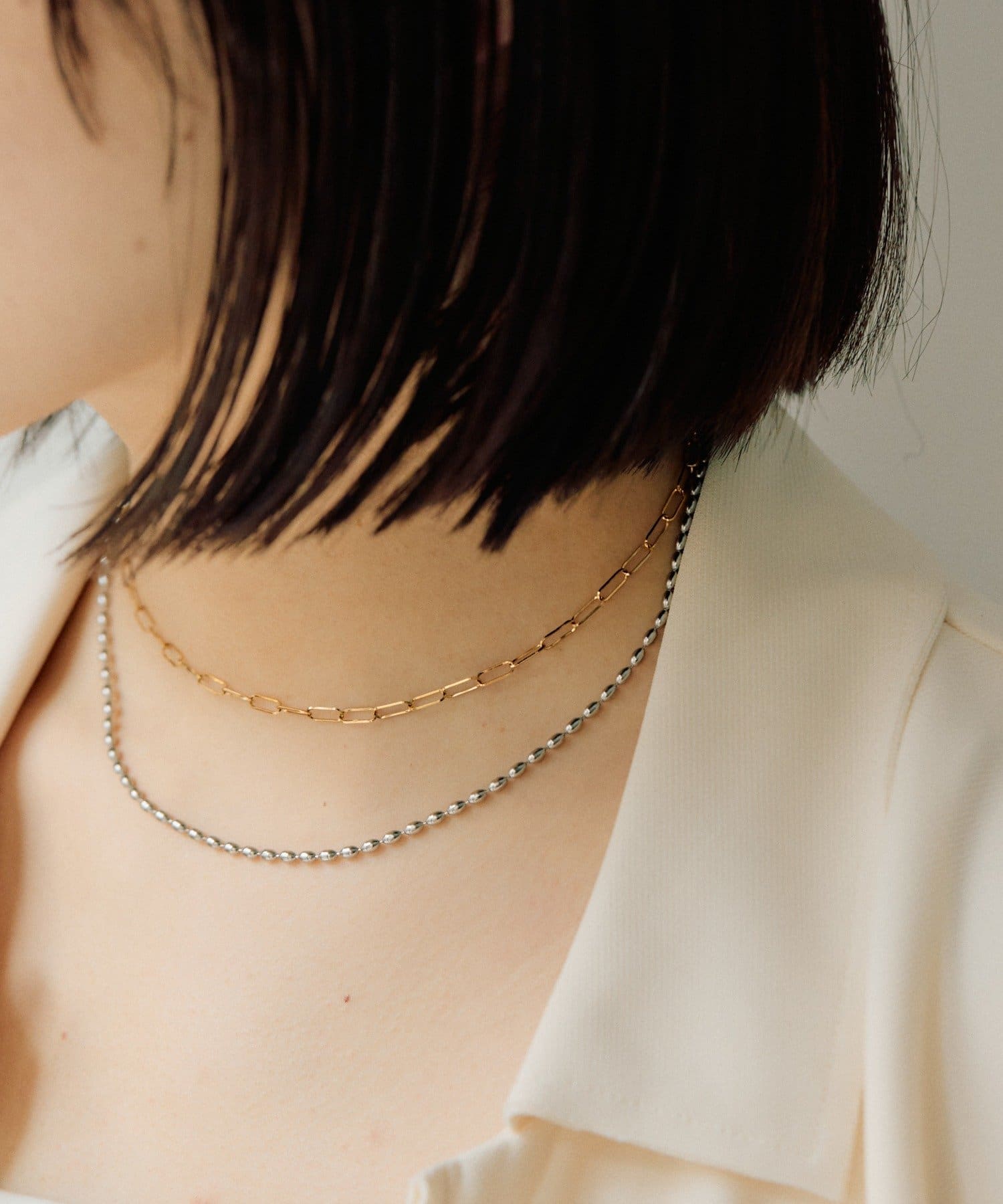 ear PAPILLONNER(イア パピヨネ) 《WEB限定/ 金属アレルギー対応/ステンレス》2種バイカラーネックレス