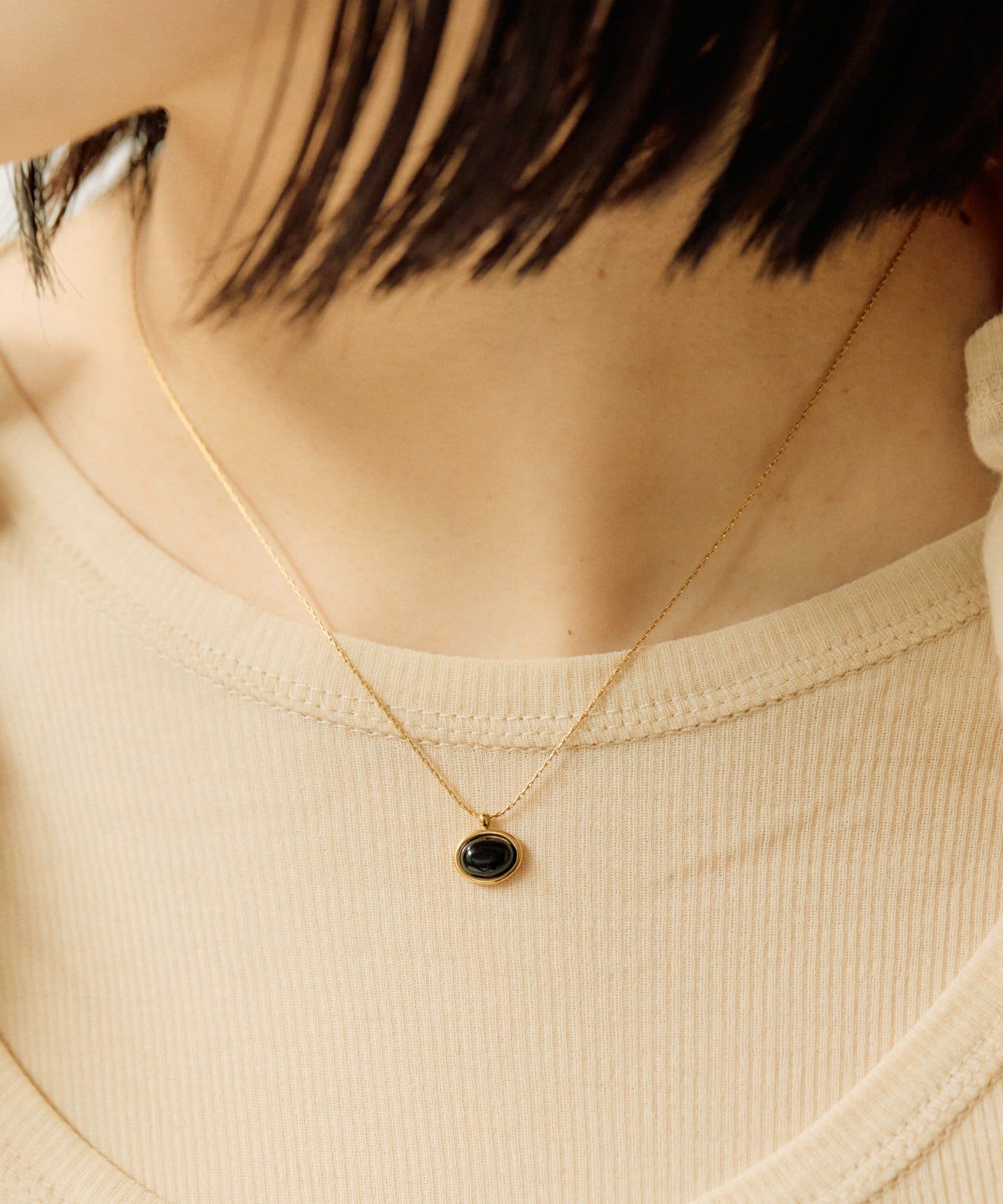 ear PAPILLONNER(イア パピヨネ) 《金属アレルギー対応/ステンレス》カボショントップネックレス