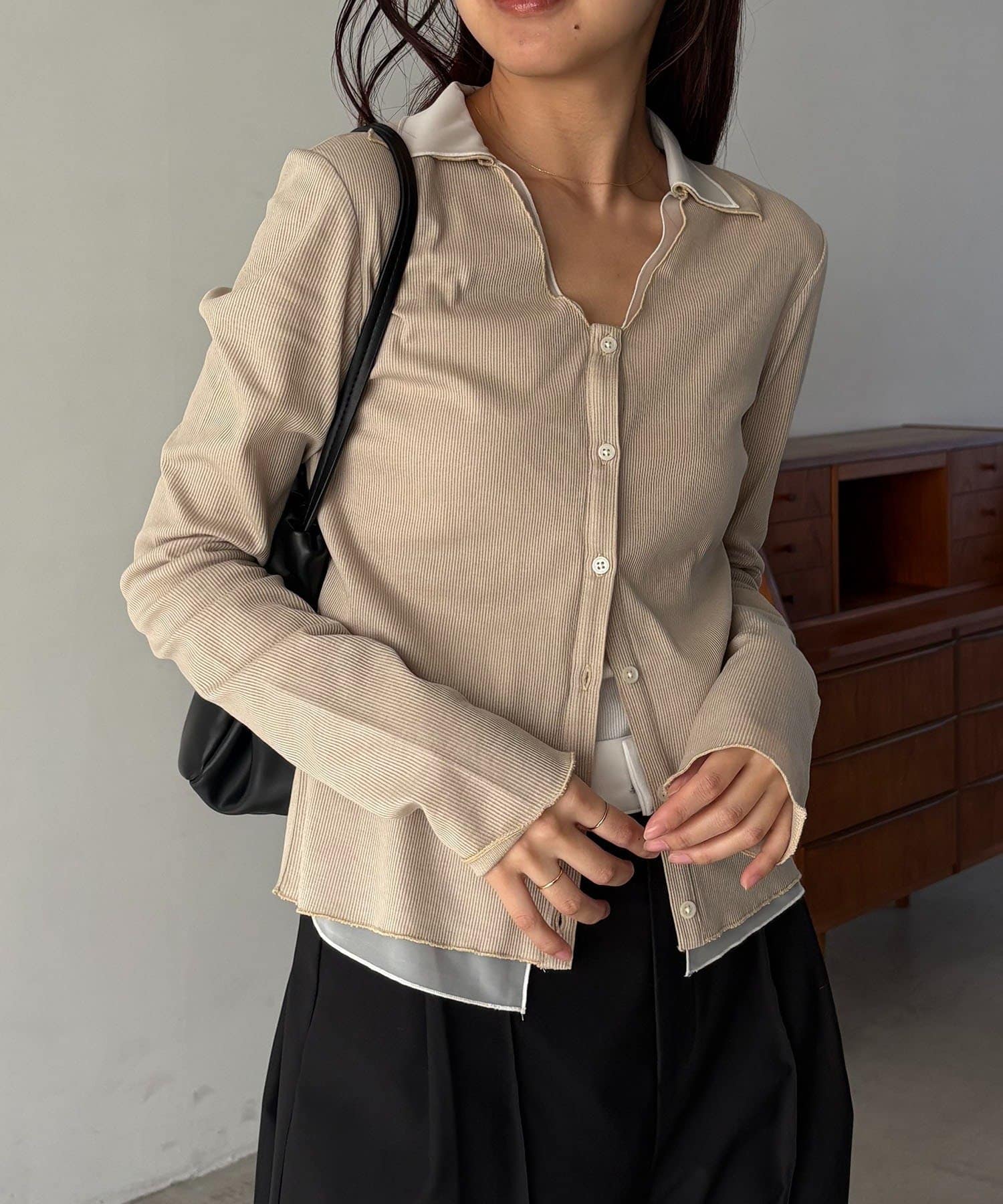 CAPRICIEUX LE'MAGE(カプリシュレマージュ) 【サスティナブル】〈C.L〉シアーレイヤードリブロンT