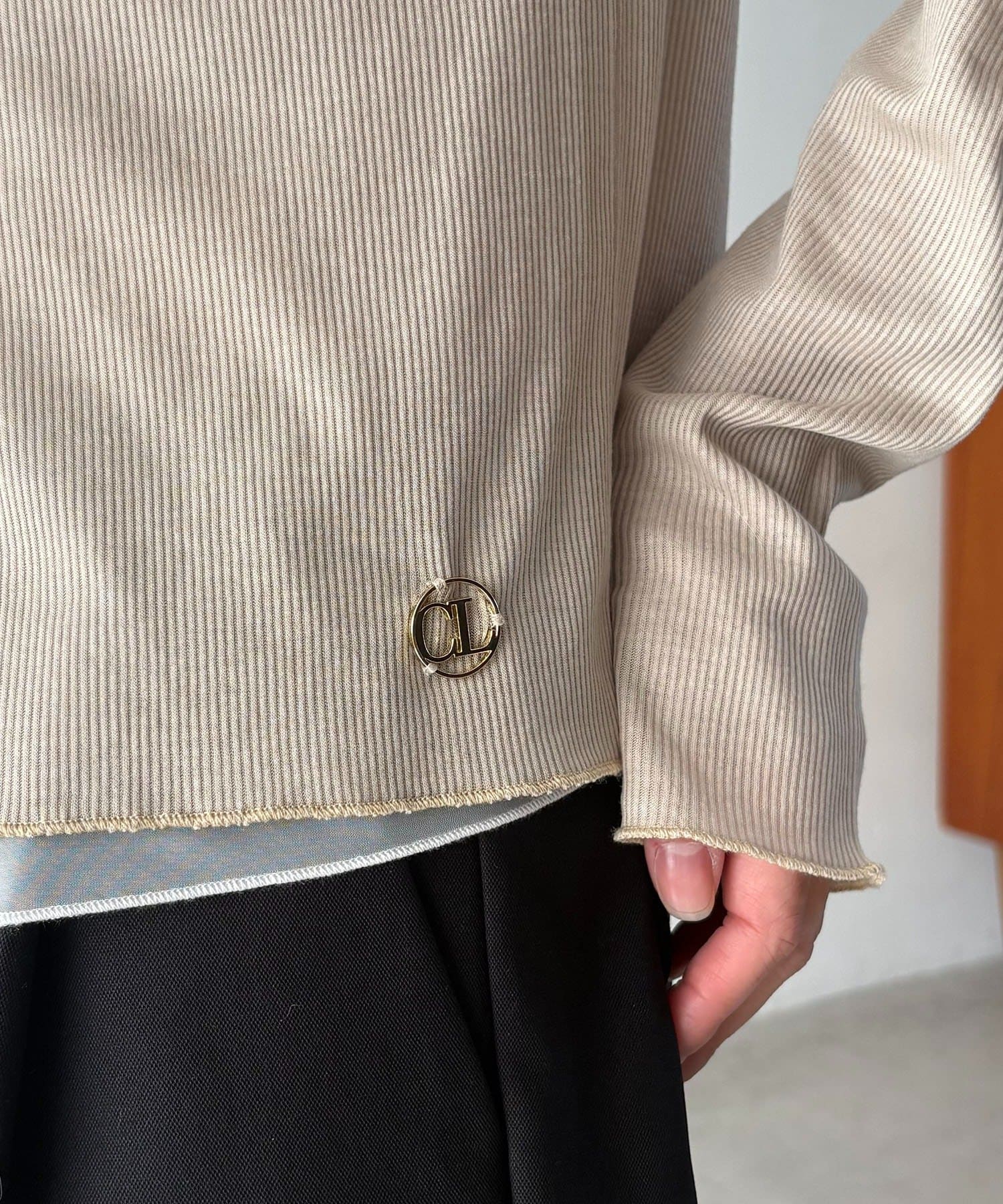 CAPRICIEUX LE'MAGE(カプリシュレマージュ) 【サスティナブル】〈C.L〉シアーレイヤードリブロンT