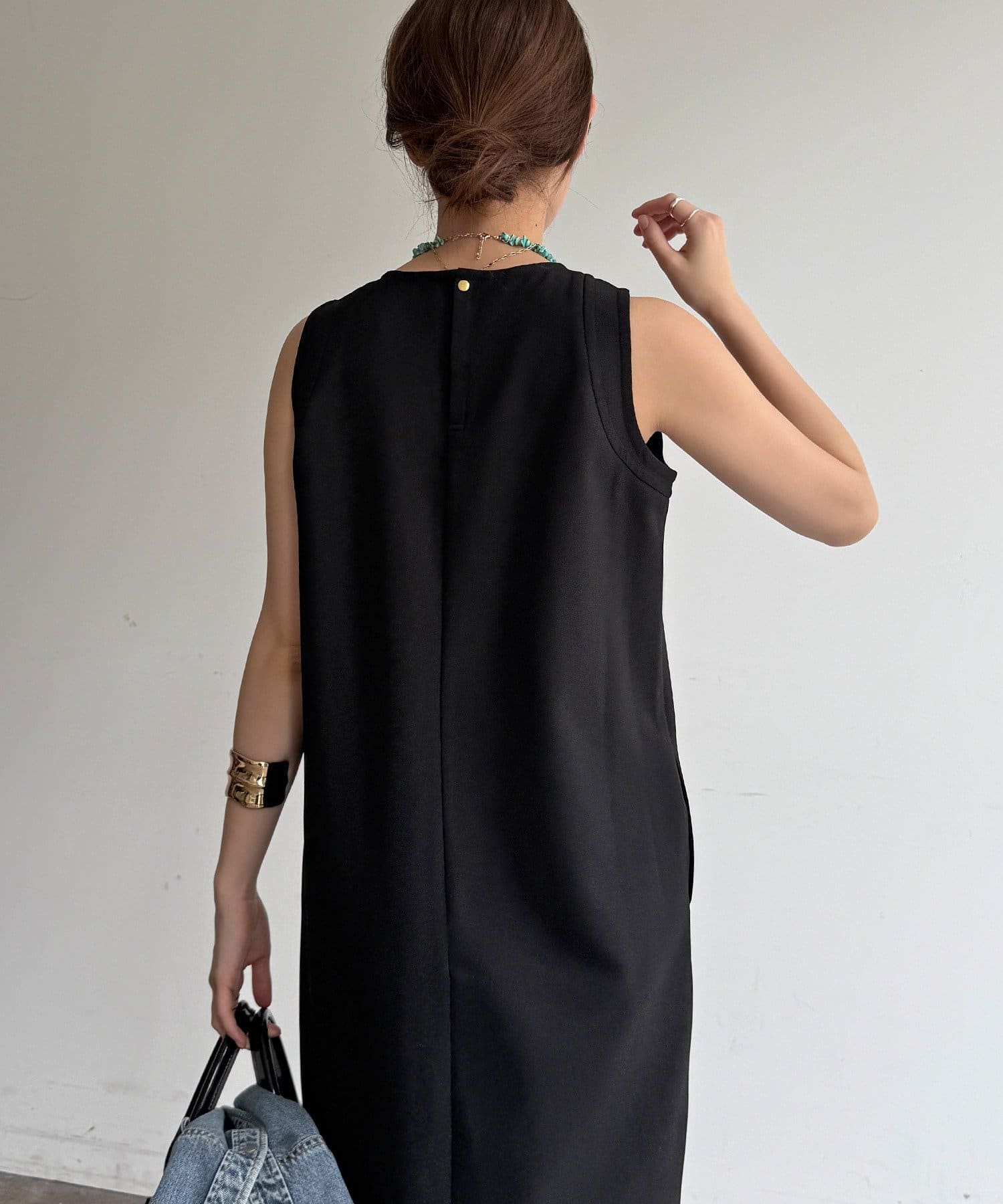 DOUDOU(ドゥドゥ) ストレッチジョーゼットタンクワンピース