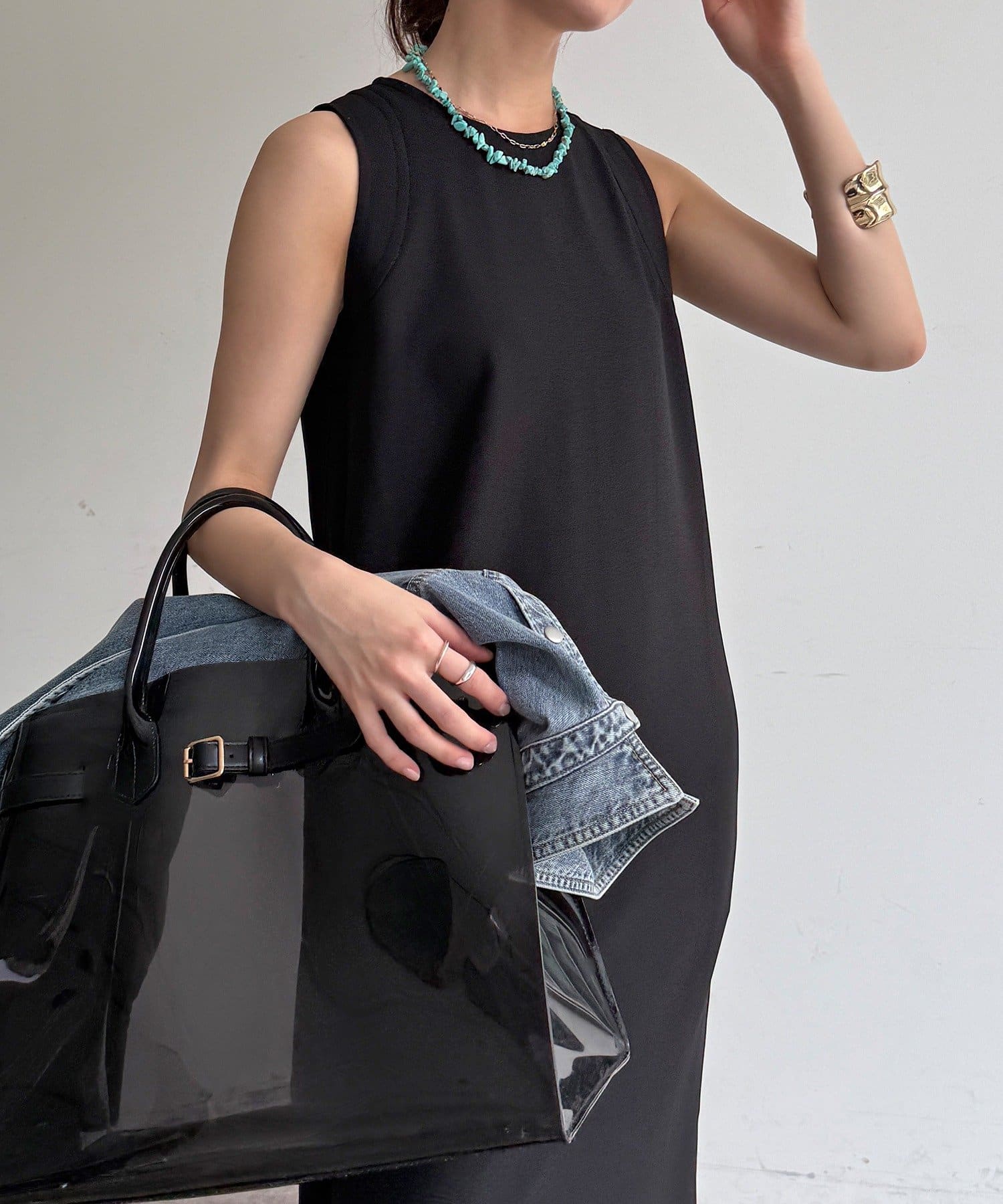 DOUDOU(ドゥドゥ) ストレッチジョーゼットタンクワンピース