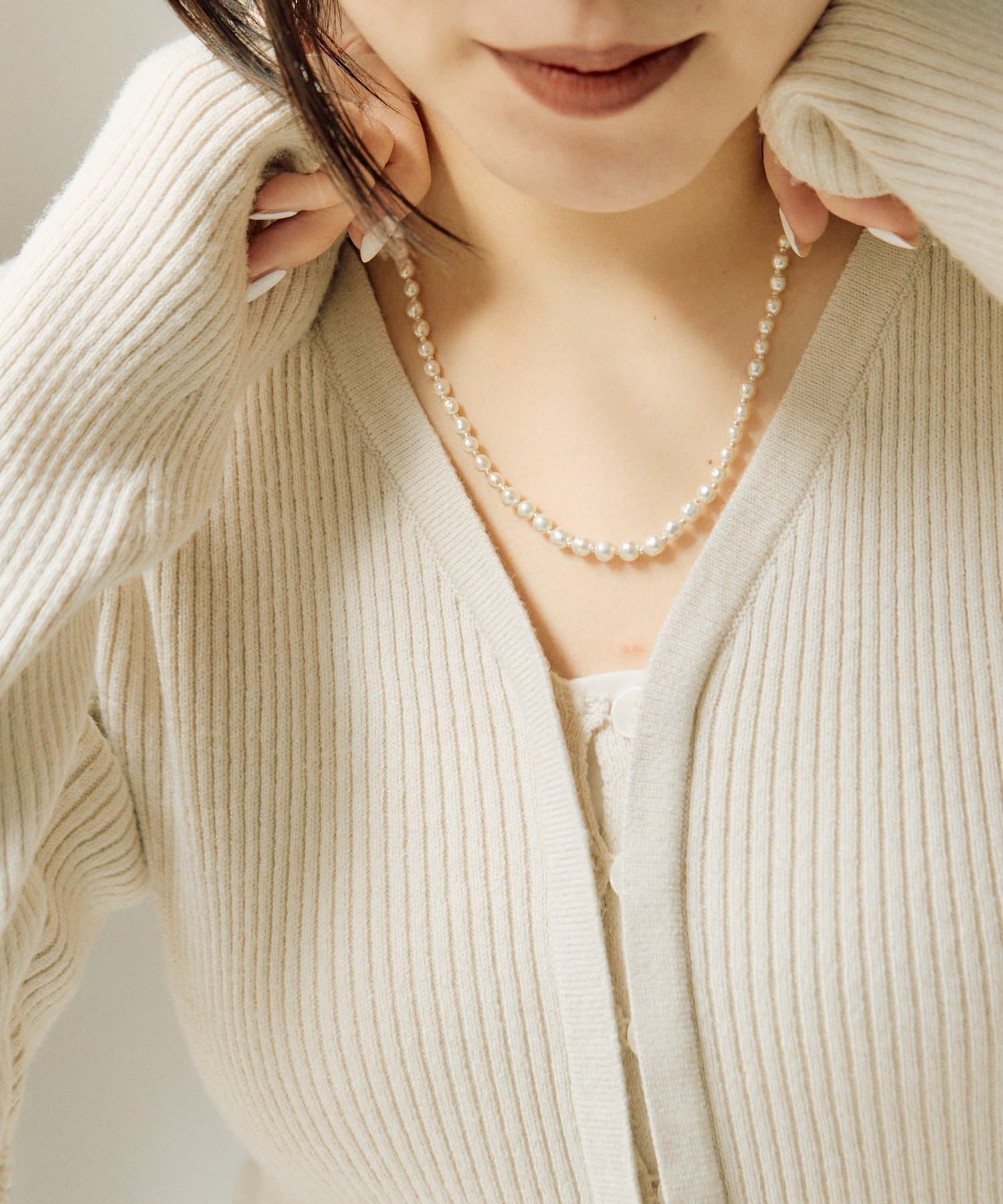 ear PAPILLONNER(イア パピヨネ) ガラスパールロングネックレス