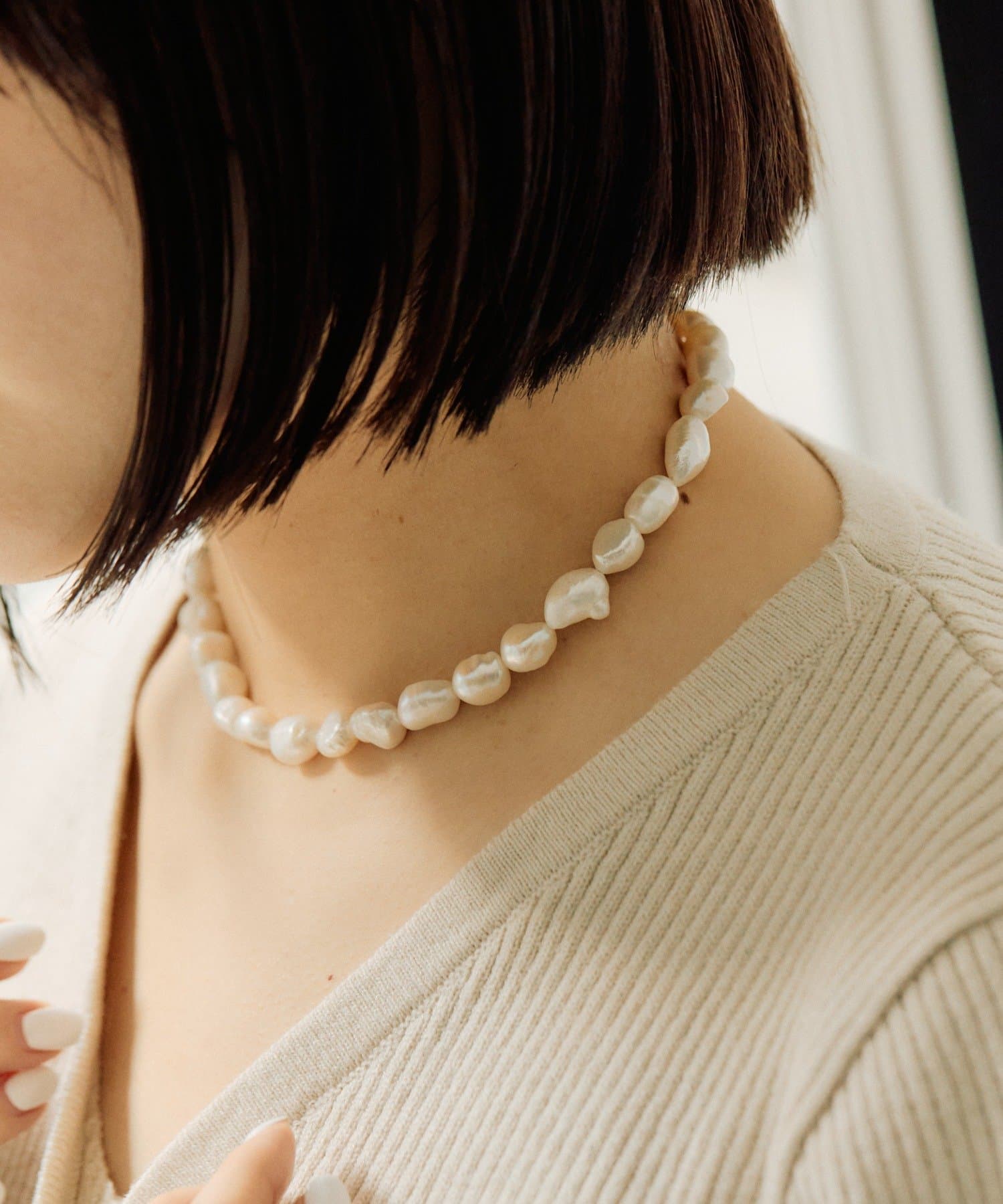 ear PAPILLONNER(イア パピヨネ) 淡水パールマンテルネックレス