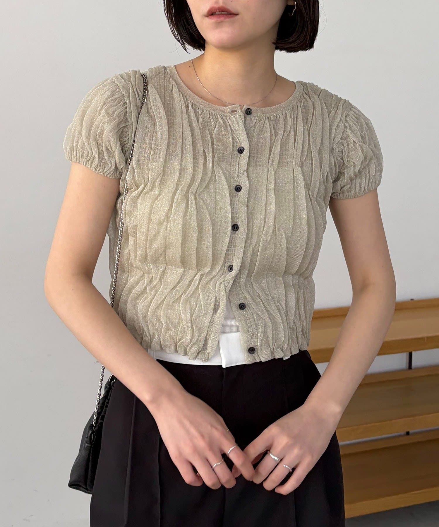 CAPRICIEUX LE'MAGE(カプリシュレマージュ) シャーリング半袖カーディガン