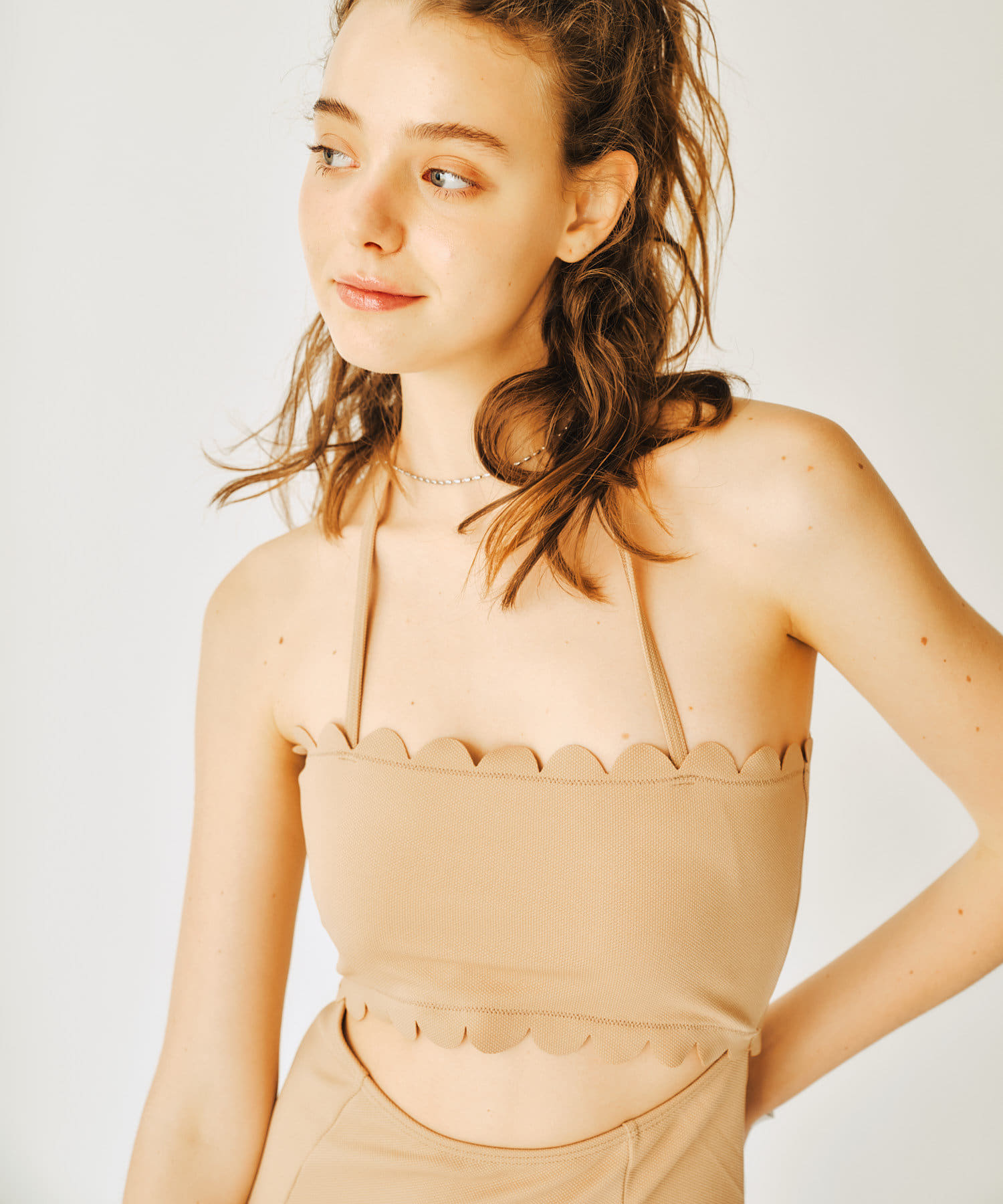 OUTLET(アウトレット) 【mystic】スカラップワンピーススイムウェア