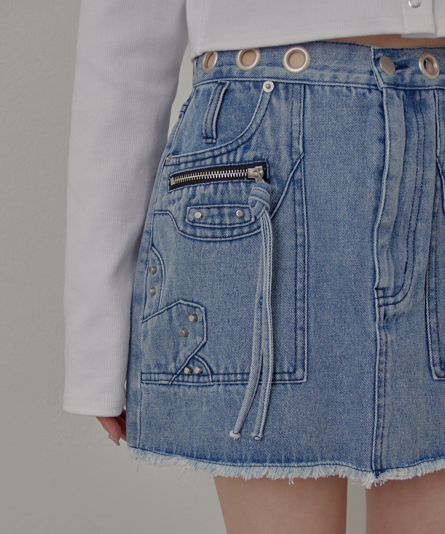 mline(エムライン) [mline]ハトメリングデニムミニスカート