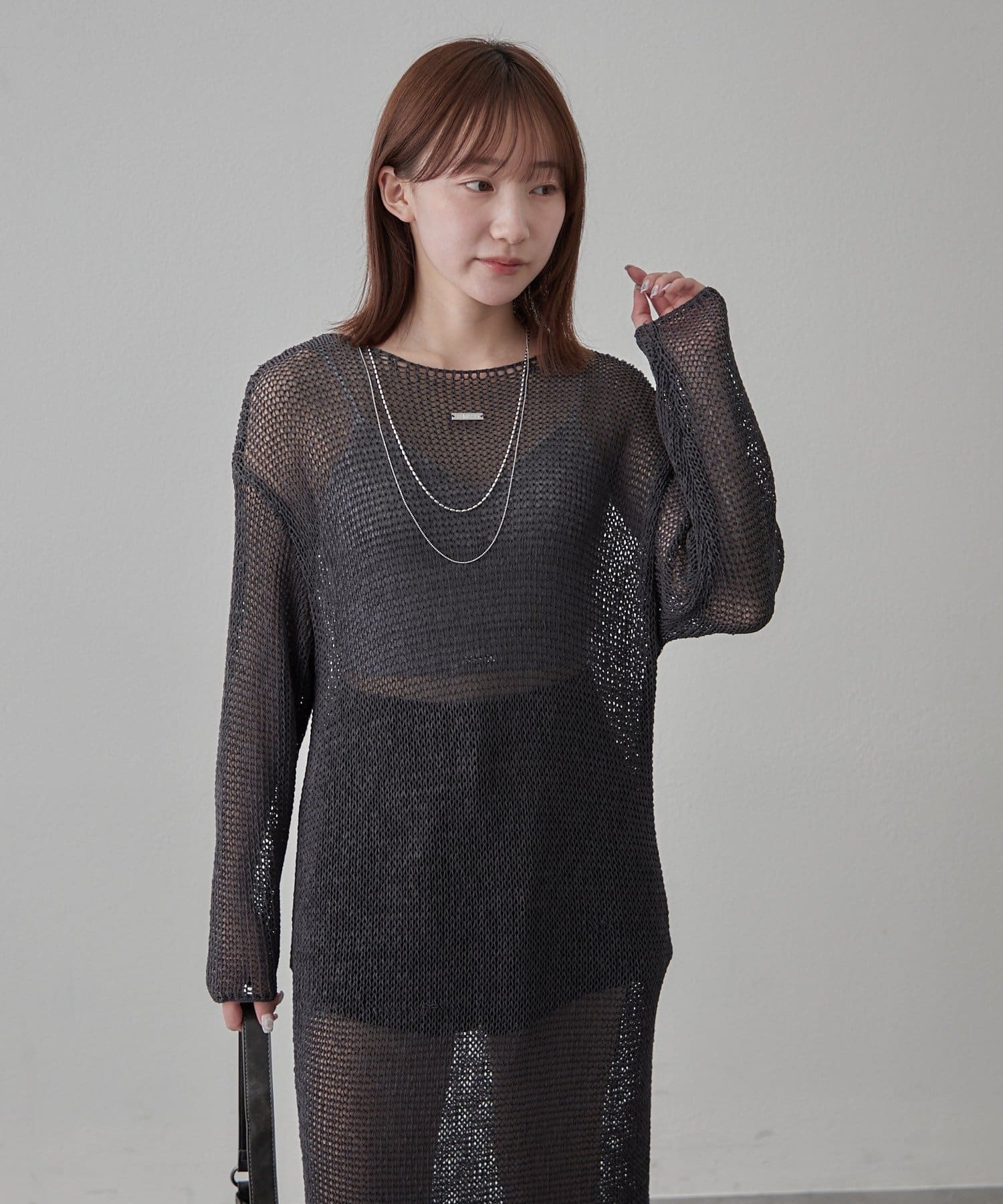 mline(エムライン) [mline]シアー ニットワンピース