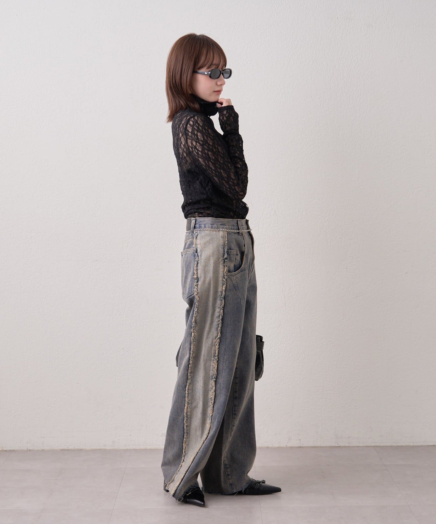 mline(エムライン) [mline]シアーレース ブラウス