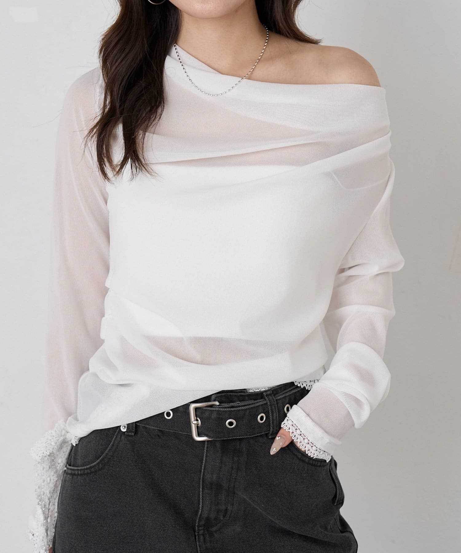 mline(エムライン) [mline]チュール オフショルトップス