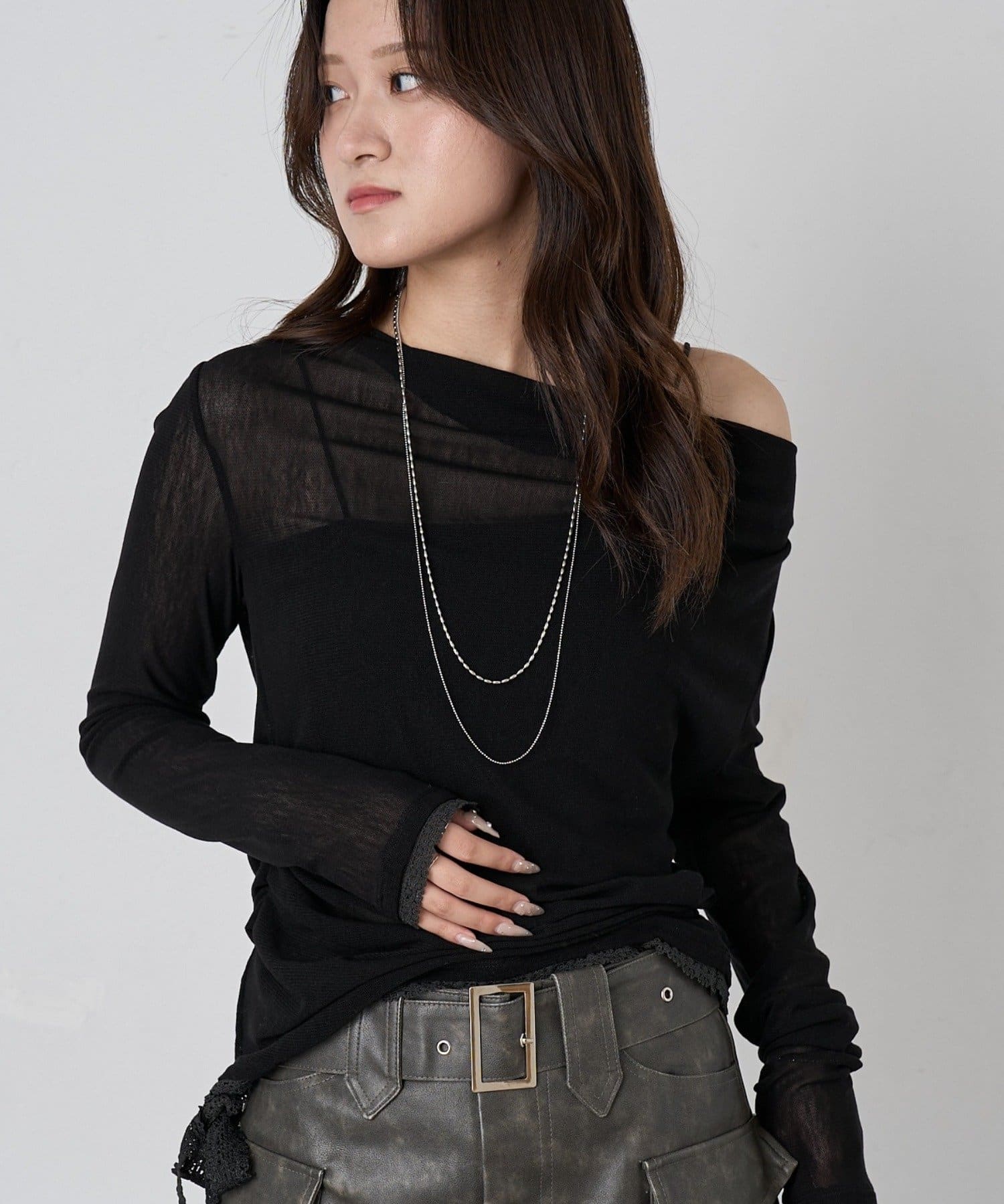 mline(エムライン) [mline]チュール オフショルトップス