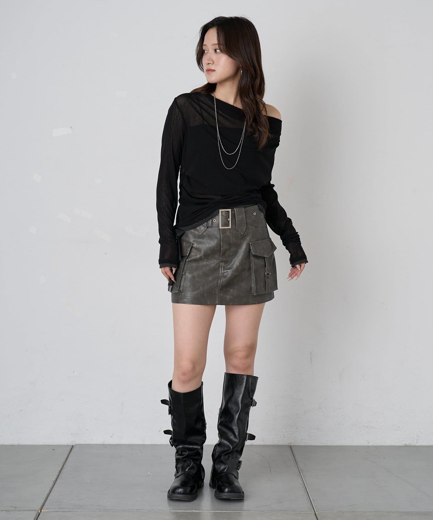 mline(エムライン) [mline]チュール オフショルトップス