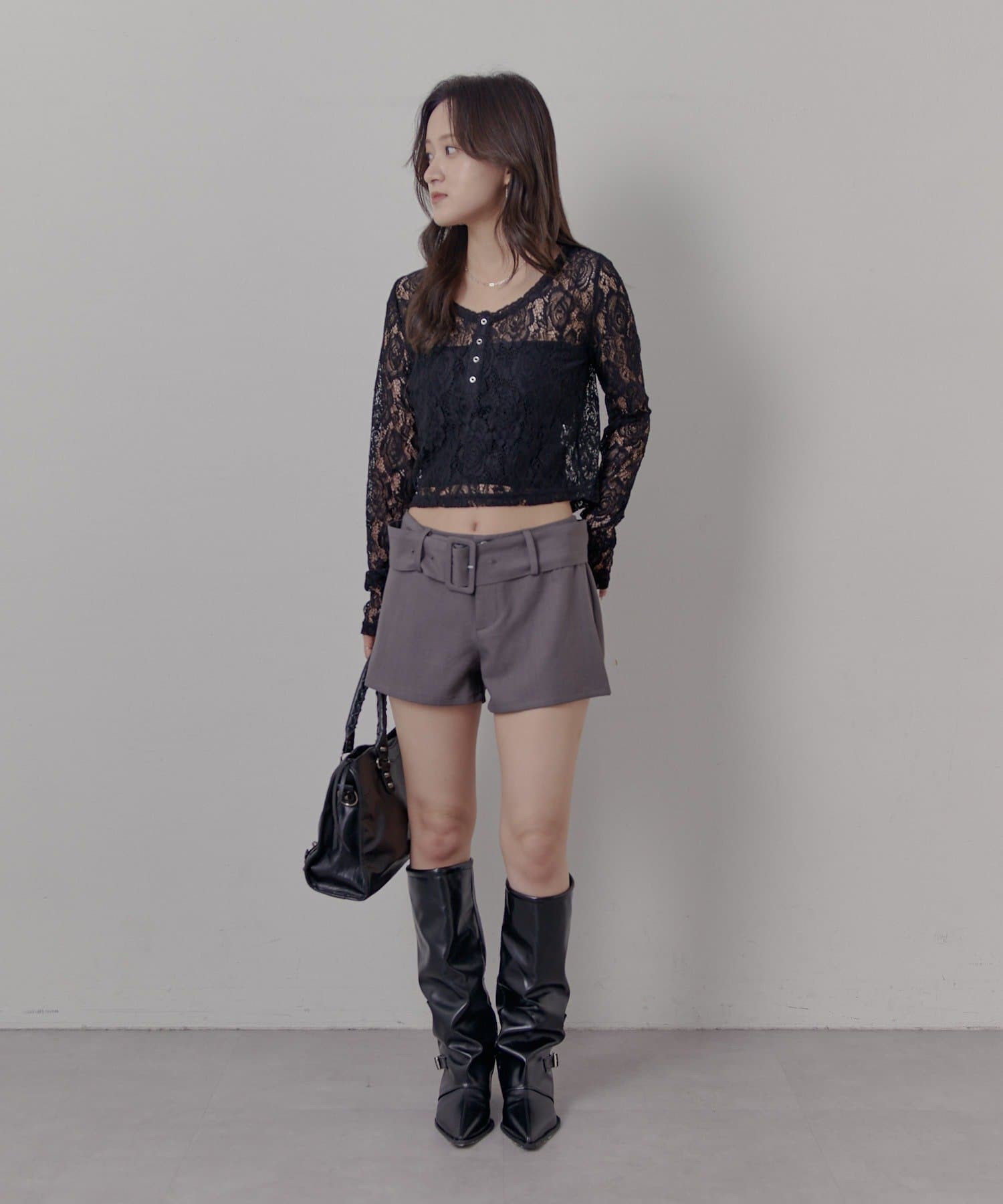 mline(エムライン) [mline]レースヘンリーTシャツ