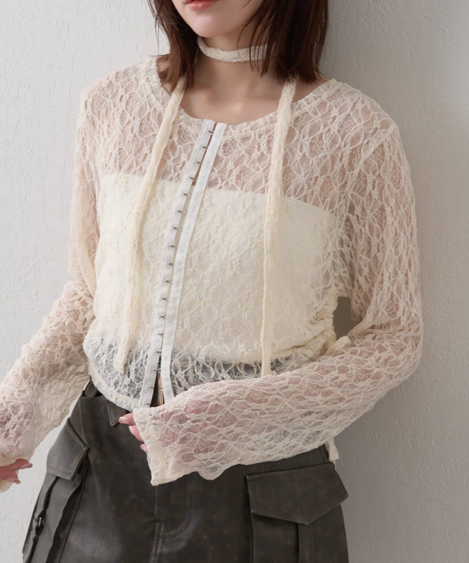 mline(エムライン) [mline]ショート レースカーディガン