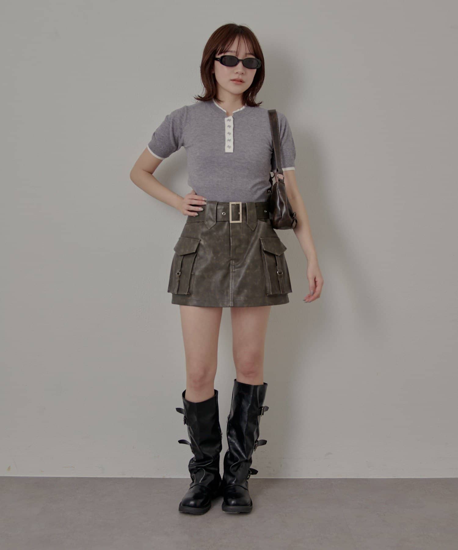 mline(エムライン) [mline]ボタンヘンリー ニット