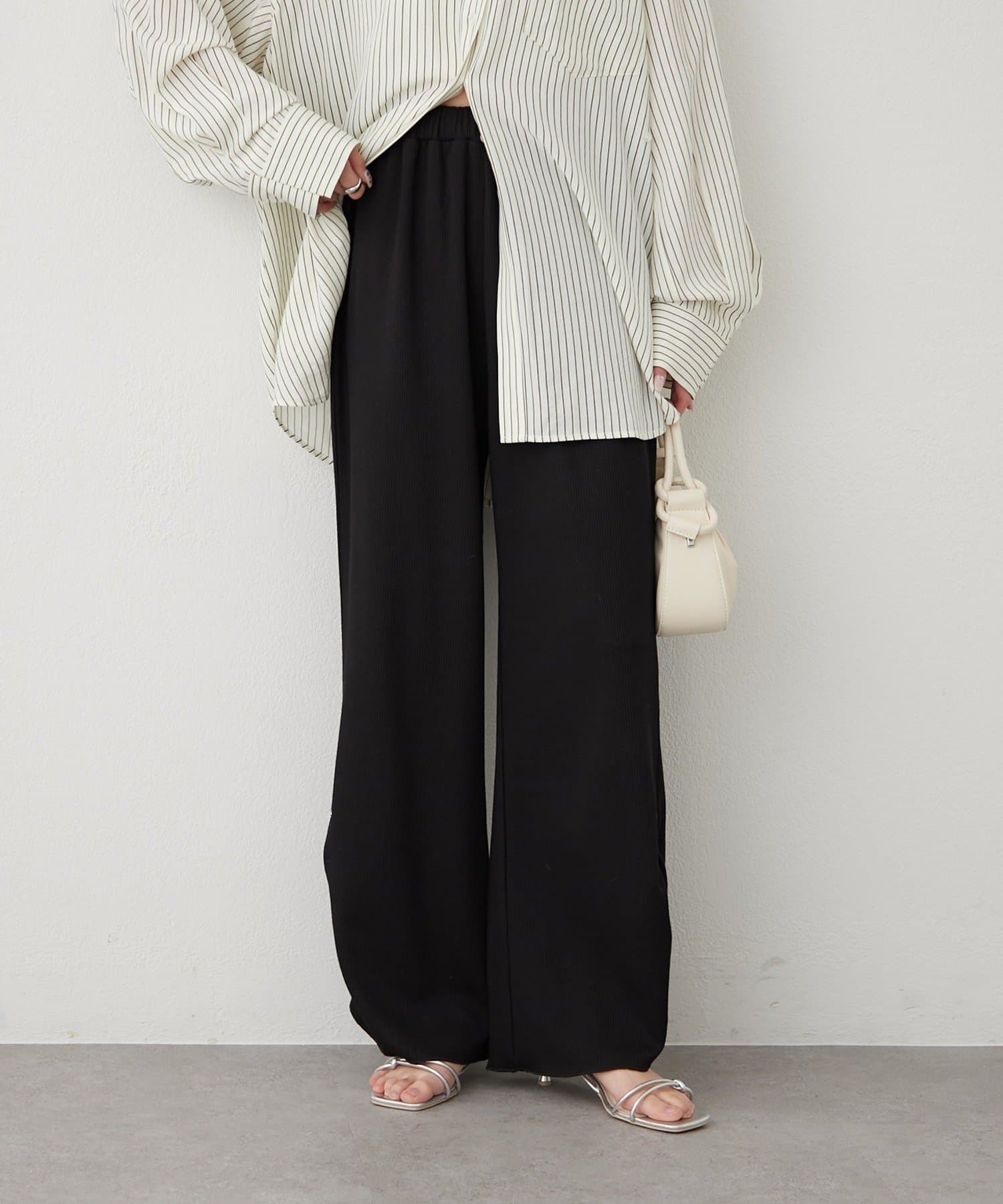 mystic(ミスティック) 裾ギャザーリブパンツ