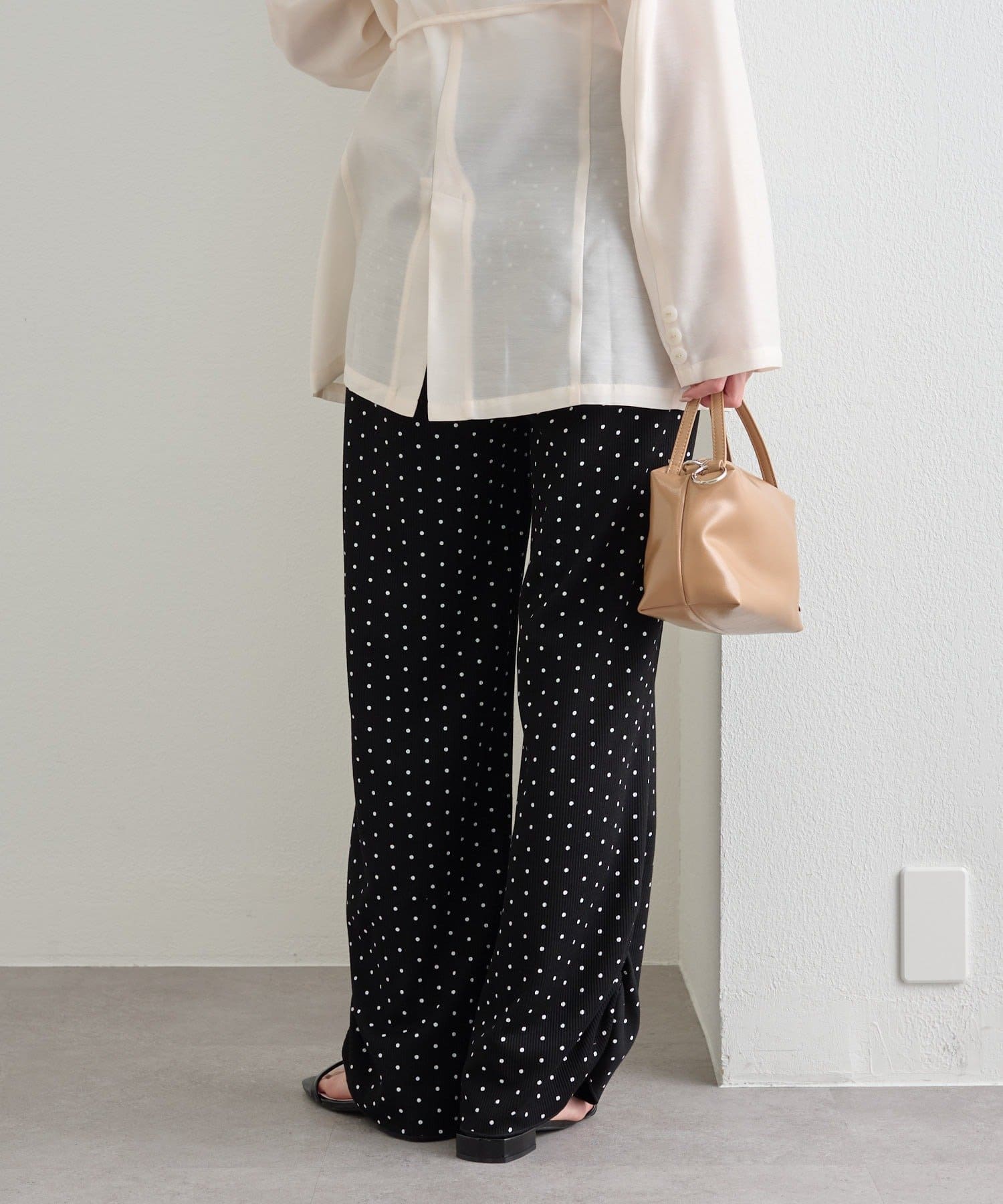 mystic(ミスティック) 裾ギャザーリブパンツ