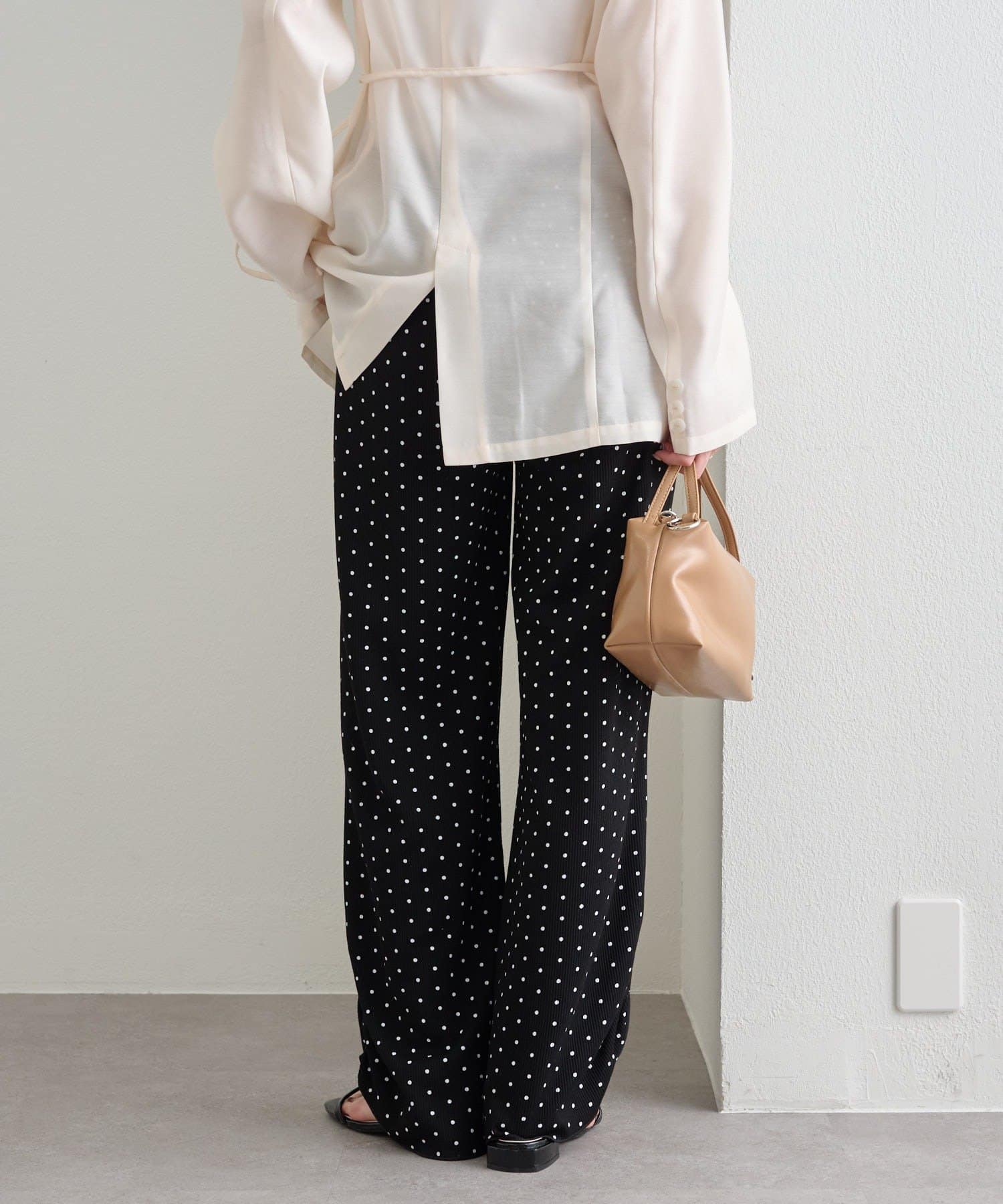 mystic(ミスティック) 裾ギャザーリブパンツ