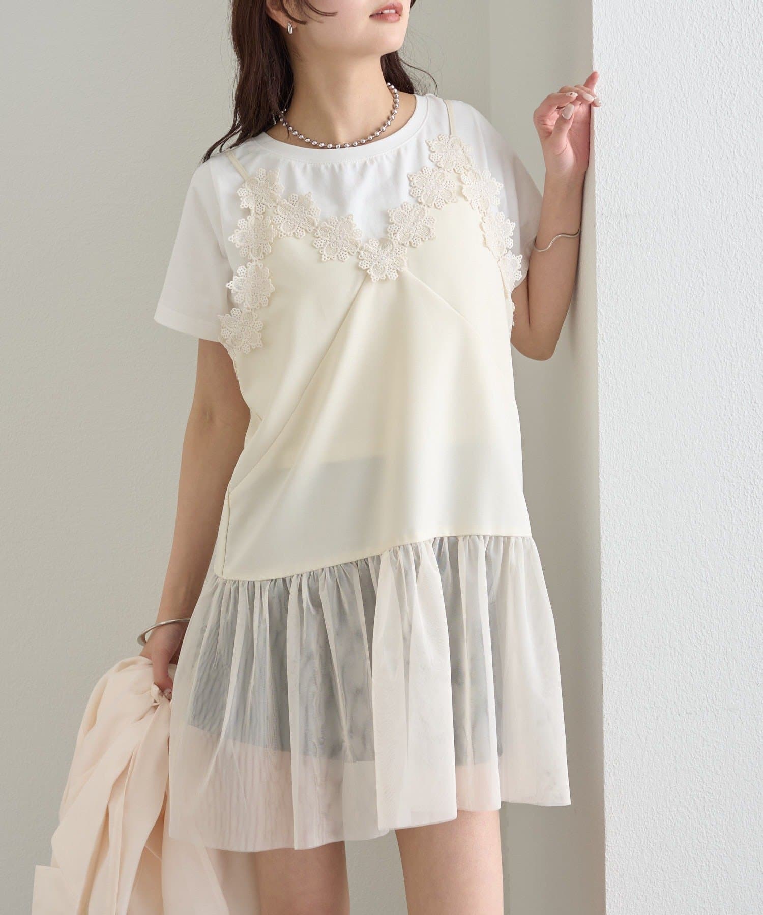 mystic(ミスティック) 裾チュールキャミチュニック