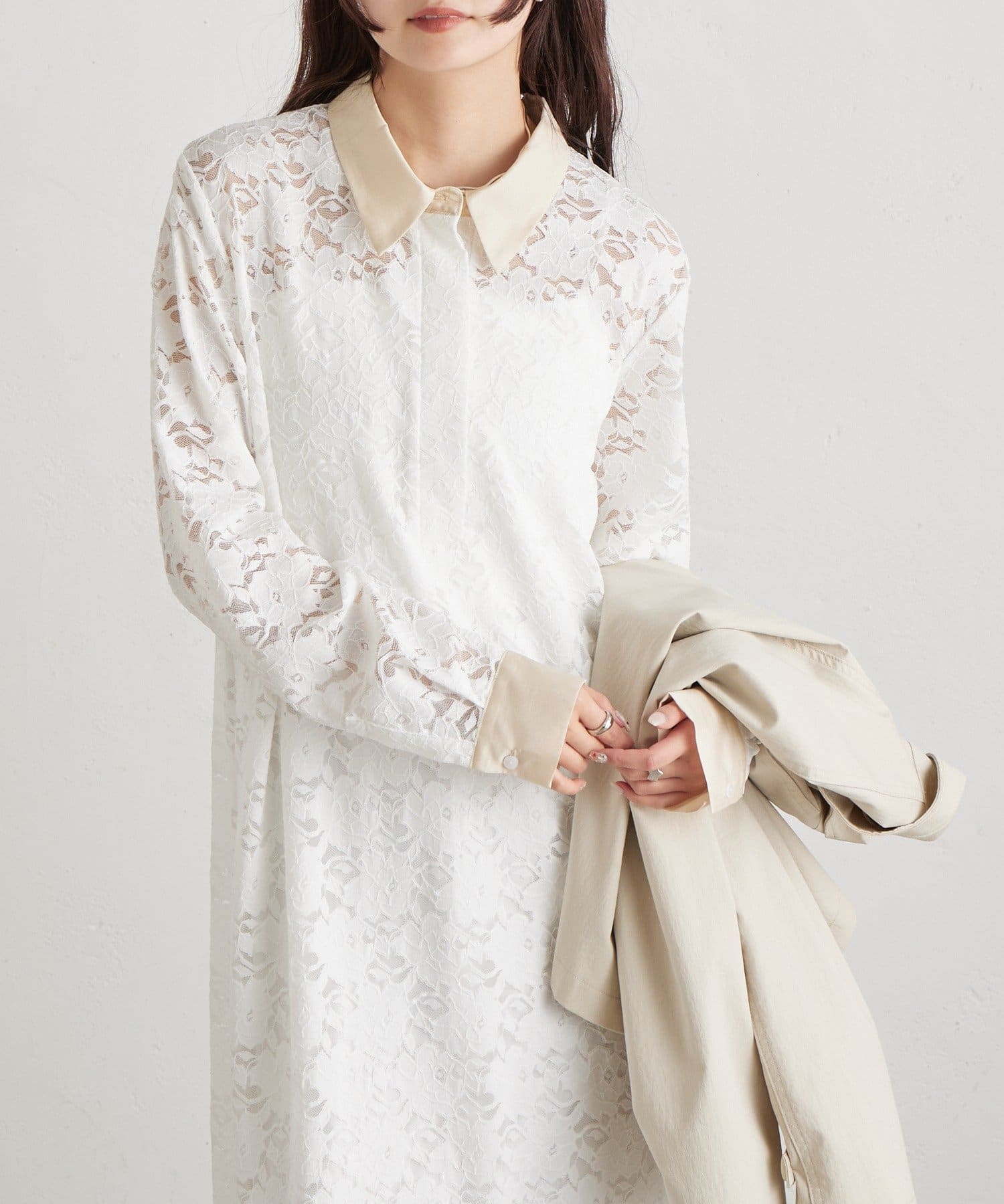 mystic(ミスティック) 襟付きレースワンピース