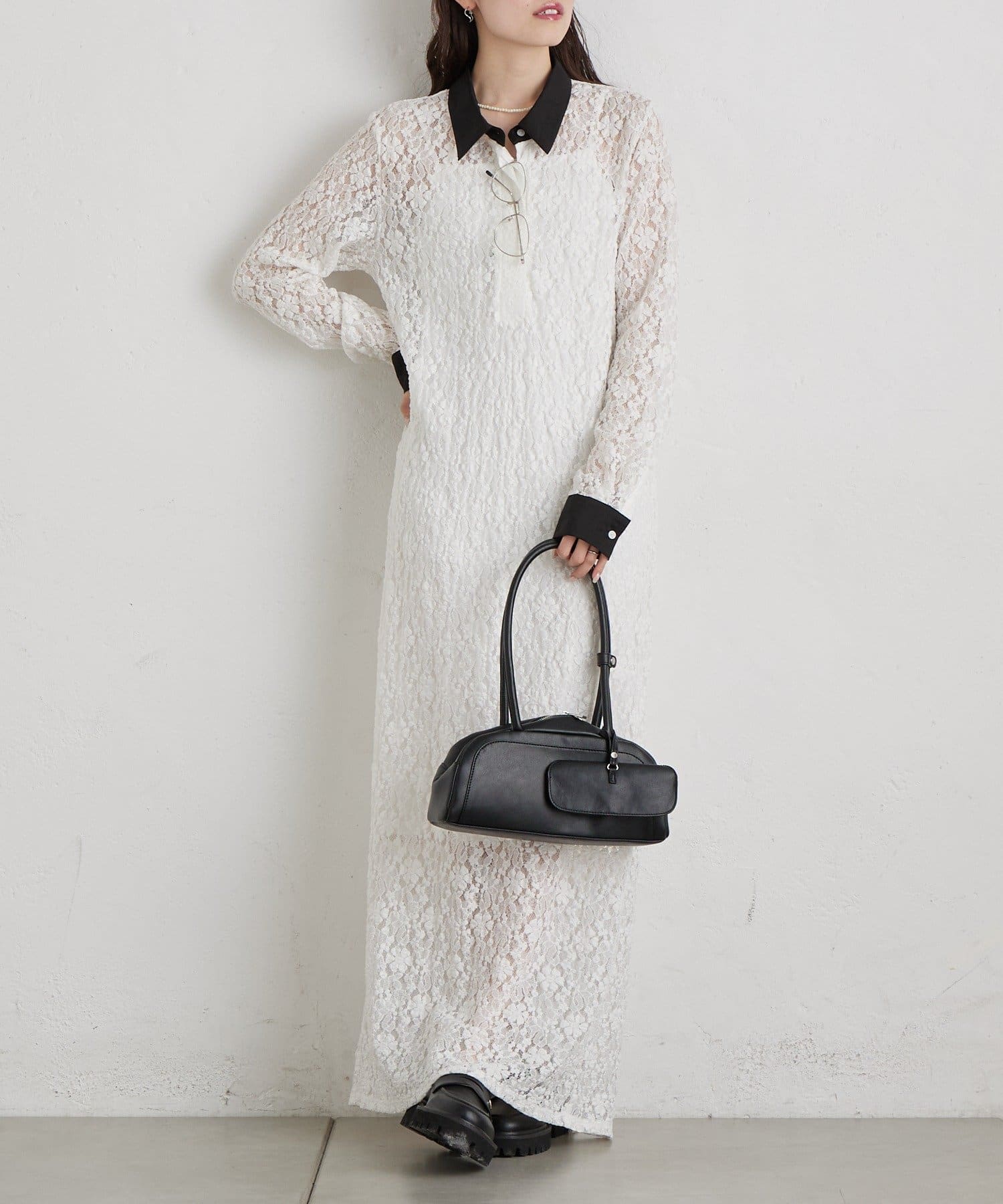 mystic(ミスティック) 襟付きレースワンピース