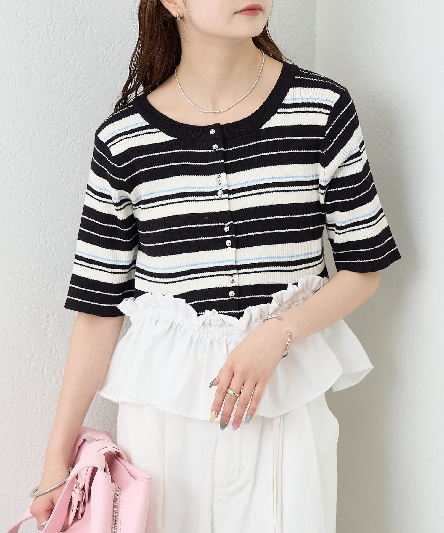 mystic(ミスティック) ペプラム半袖ニット