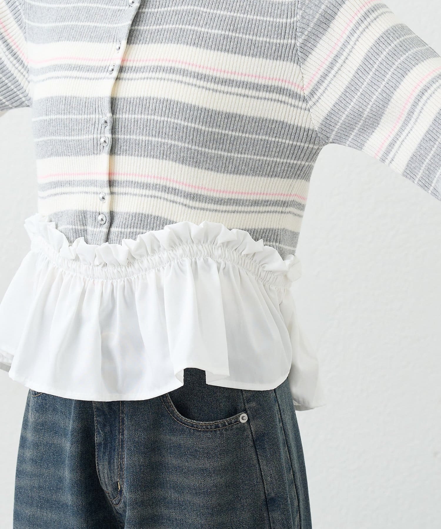 mystic(ミスティック) ペプラム半袖ニット