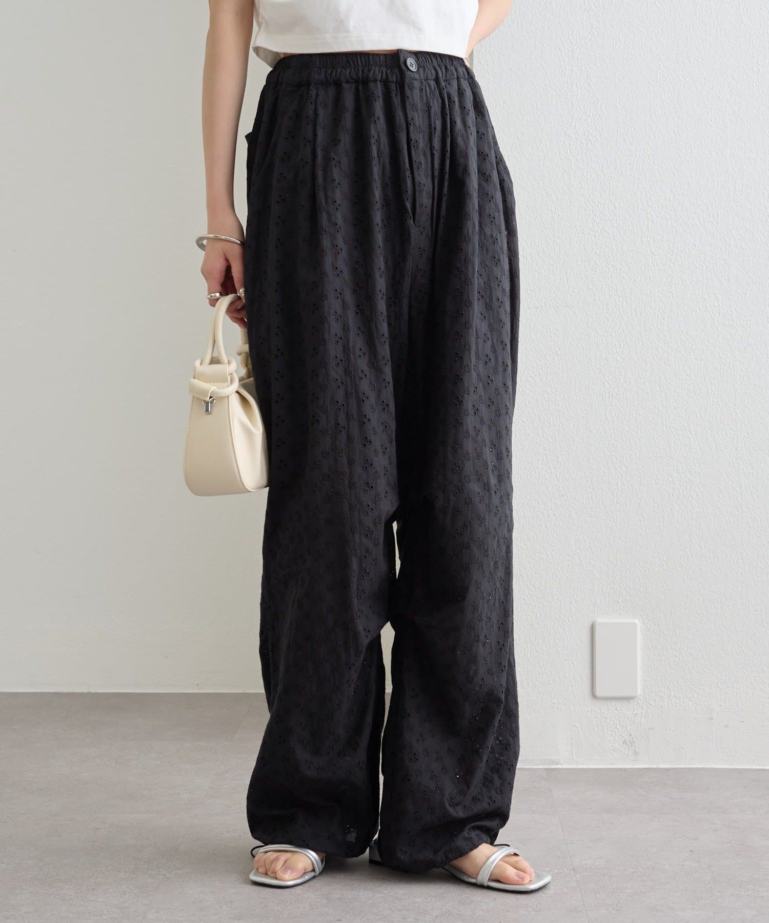 mystic(ミスティック) コットン刺繍ドロストパンツ